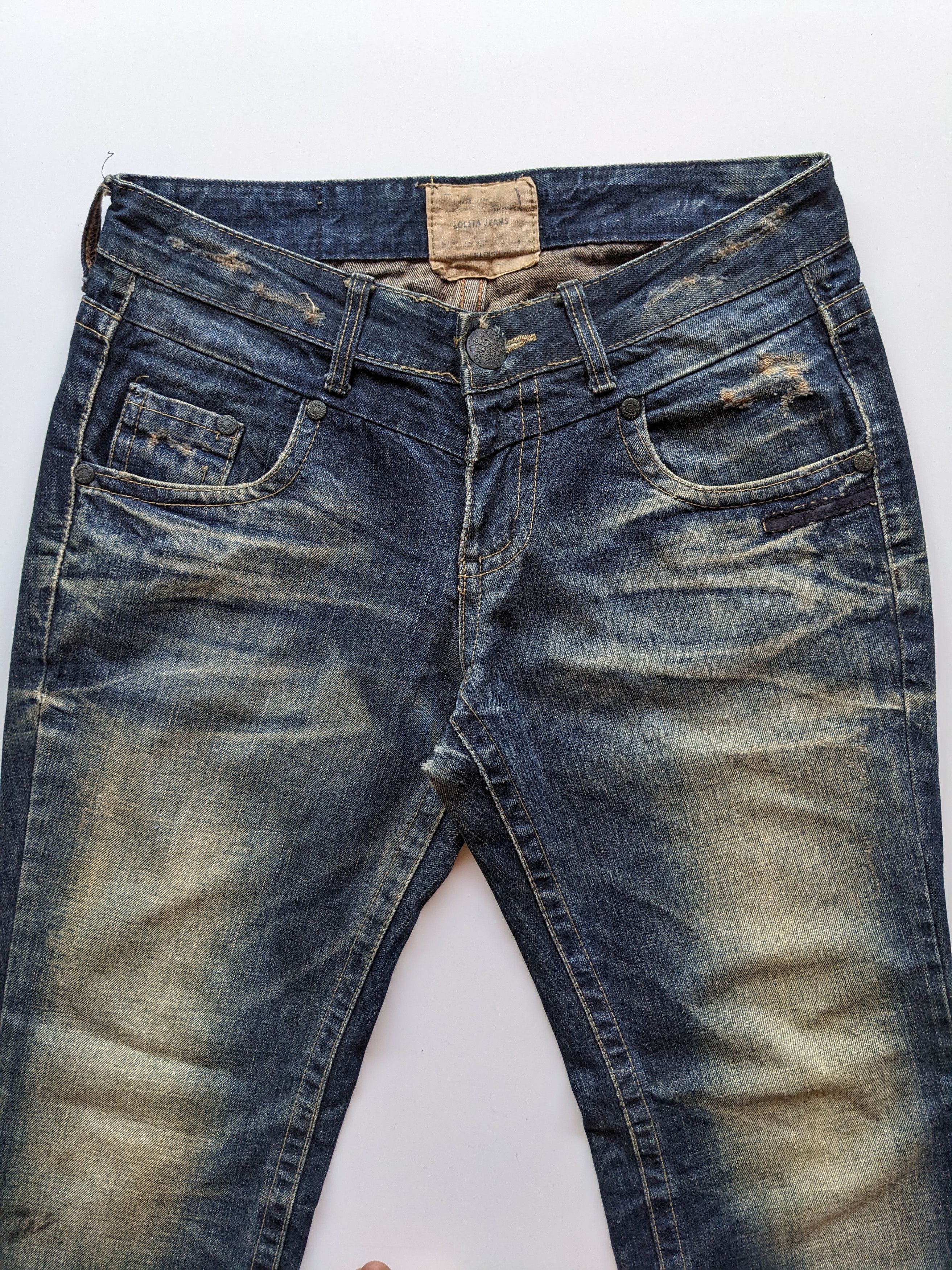 If Six Was Nine × Japanese Brand × Le Grande Bleu (L.G.B.) Lolita mudwash daymoon clawmark faded jeans Size US 33 - 4 Thumbnail