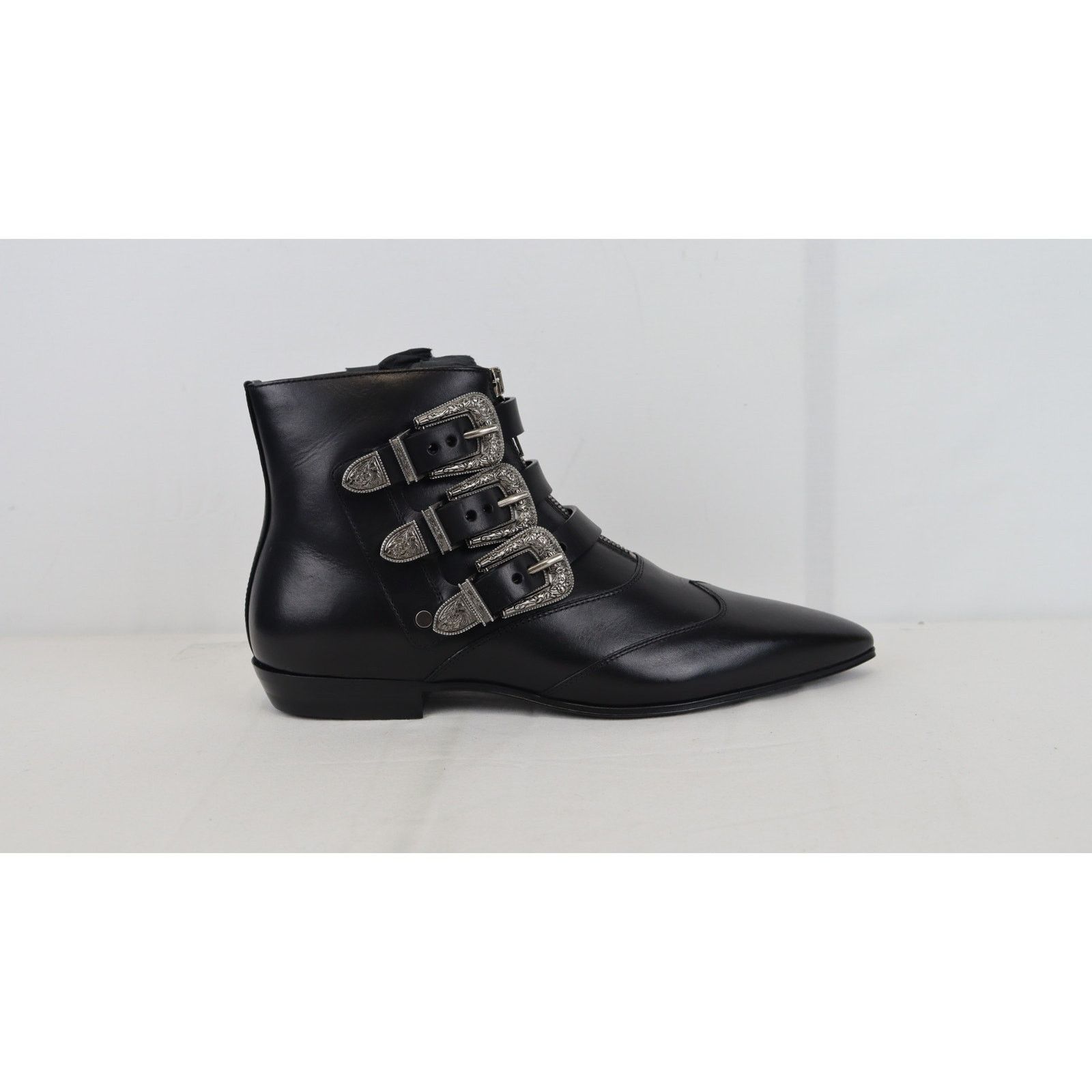 Saint Laurent Paris o1rshd1 Goth leather buckle Boots Stan in Black Size US 12 / EU 45 - 5 Thumbnail