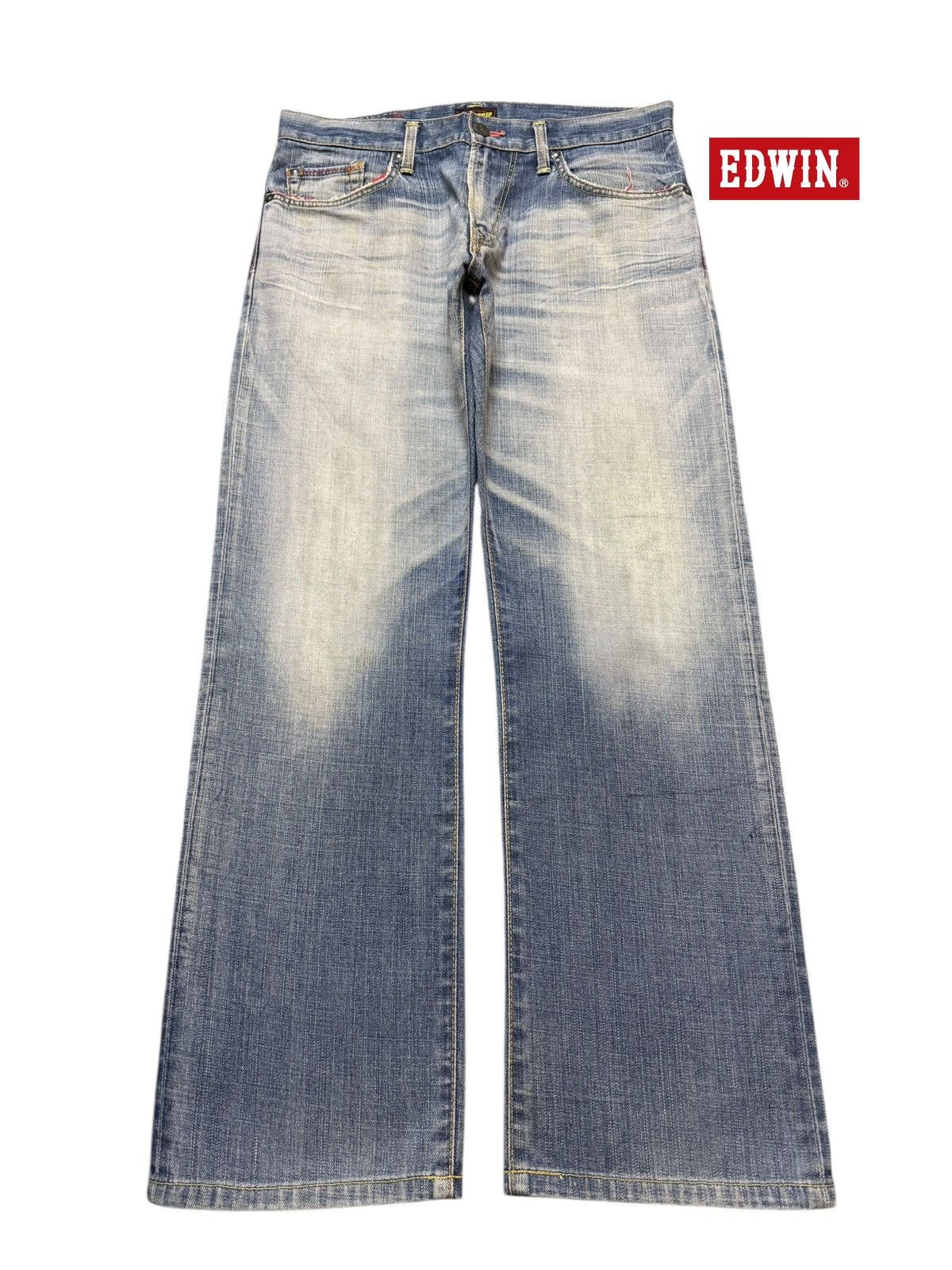 Edwin Vintage 90s Japan Edwin Blue Trip Faded Wash Wide Leg Baggy Size US 34 / EU 50 - 1 Thumbnail