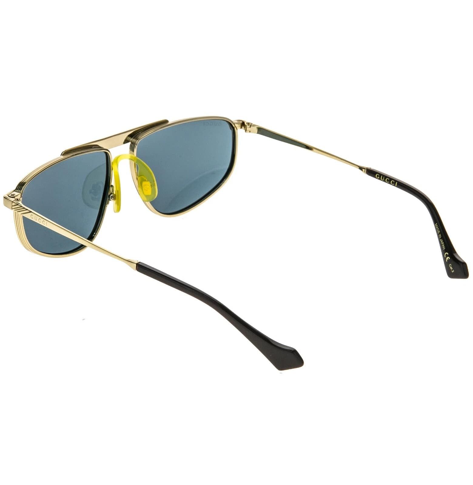 Gucci GUCCI GG0841S 0841 Retro Gold Blue Metal Logo Sunglasses 003 Size ONE SIZE - 8 Thumbnail
