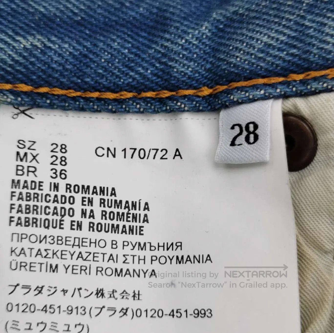 Prada Prada Cotton Triangle Logo Denim Pants . Size 28" / US 6 / IT 42 - 6 Thumbnail