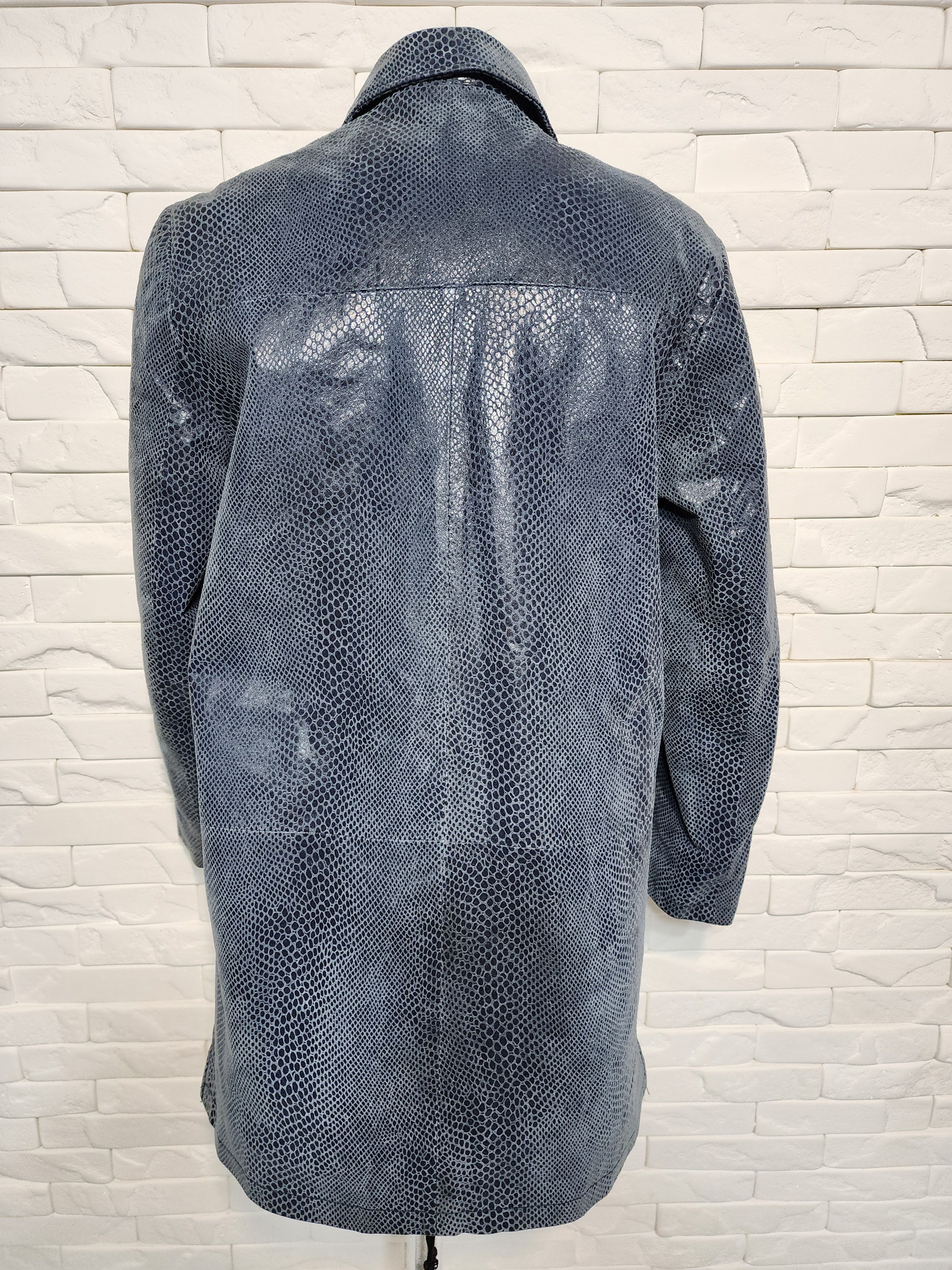 Genuine Leather Women's leather jacket in blue color. Size L / US 10 / IT 46 - 4 Thumbnail