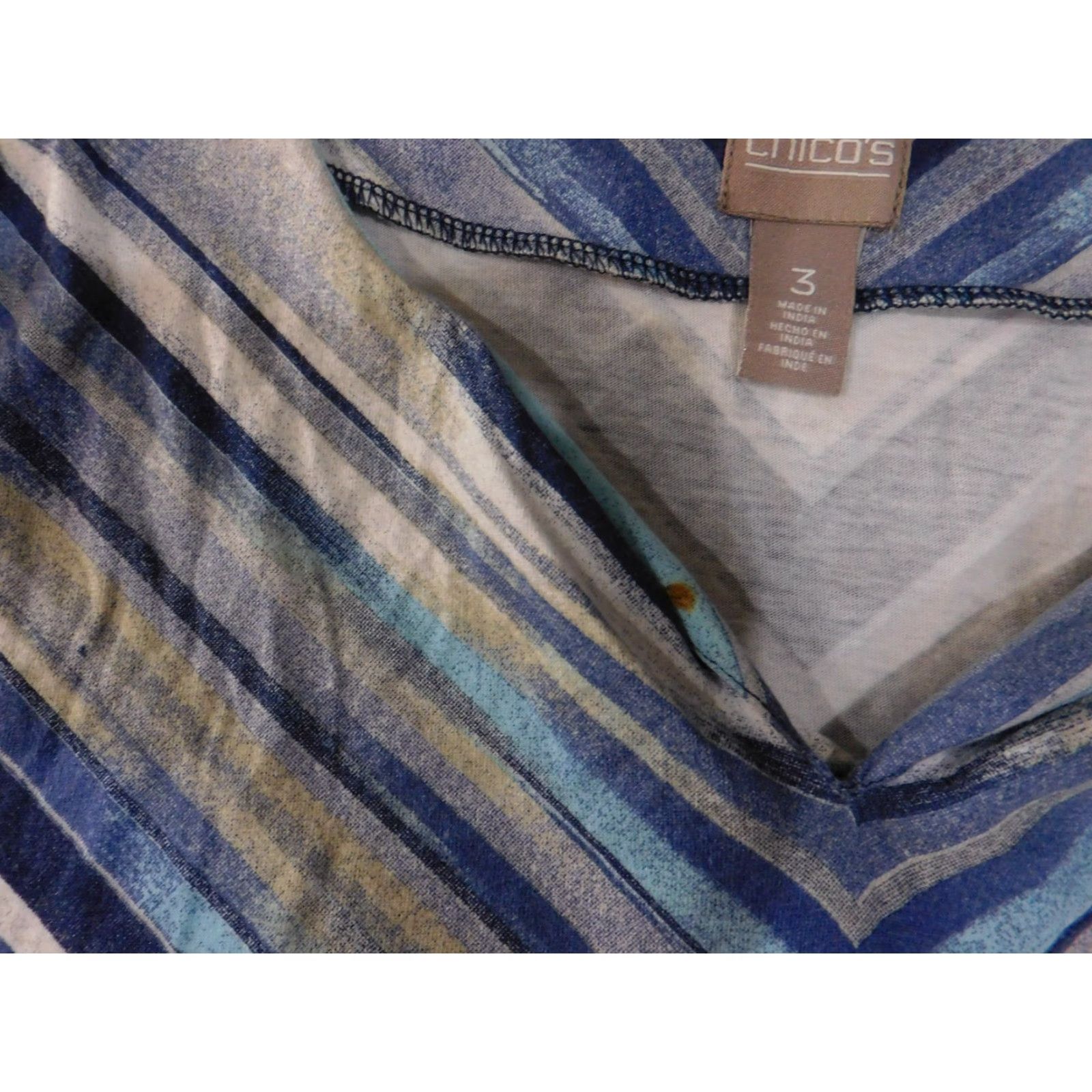Vintage Chico's Shirt Womens 3 Blue White Striped 3/4 Sleeve V Neck Lightweight Top Shirt Womens T Size XS / US 0-2 / IT 36-38 - 5 Thumbnail