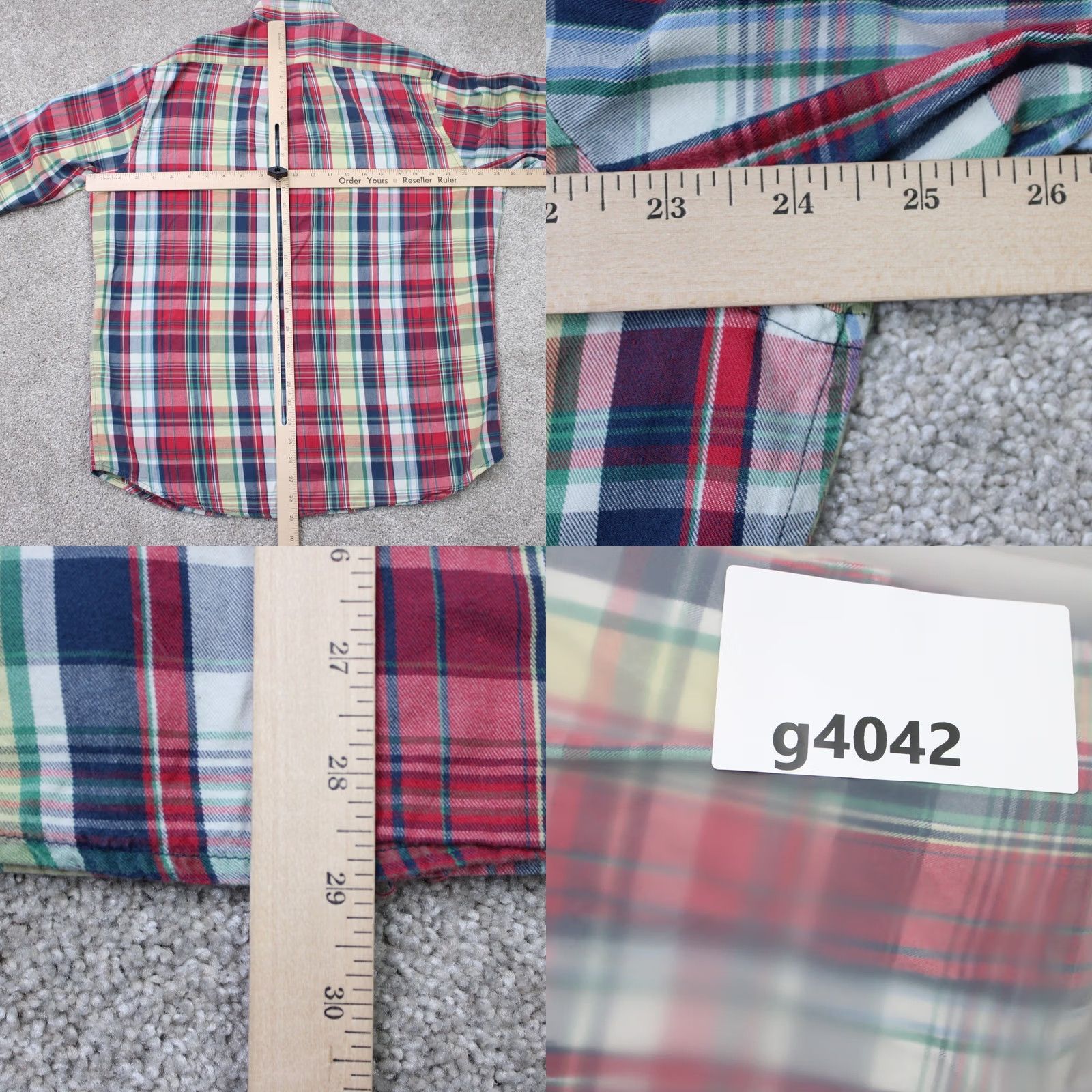 Vintage Tailor Vintage Shirt Men Large Red/Blue Flip Cuff 100% Cotton Long Sleeve Button Size US L / EU 52-54 / 3 - 8 Thumbnail