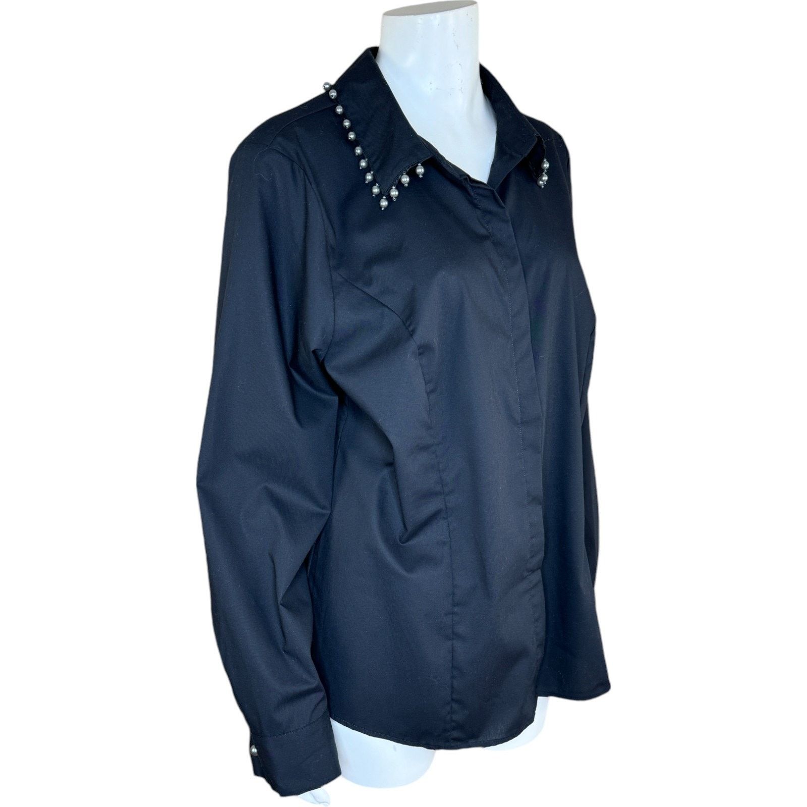 Other BEAUTIFUL by Lawrence Zarian Hidden Placket Poplin Shirt Size L / US 10 / IT 46 - 7 Thumbnail
