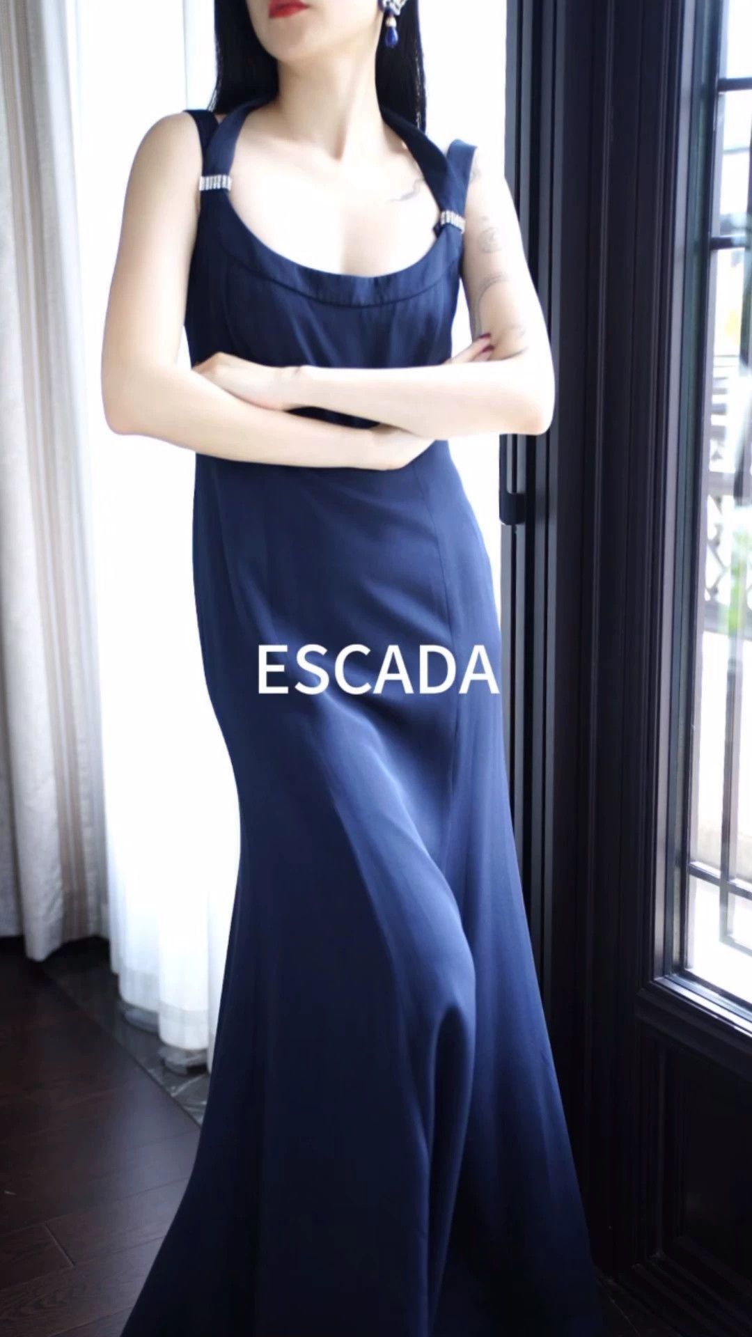 Escada ESCADA Couture Navy Blue Mulberry Silk Evening Gown 36 Size XS / US 0-2 / IT 36-38 - 1 Thumbnail