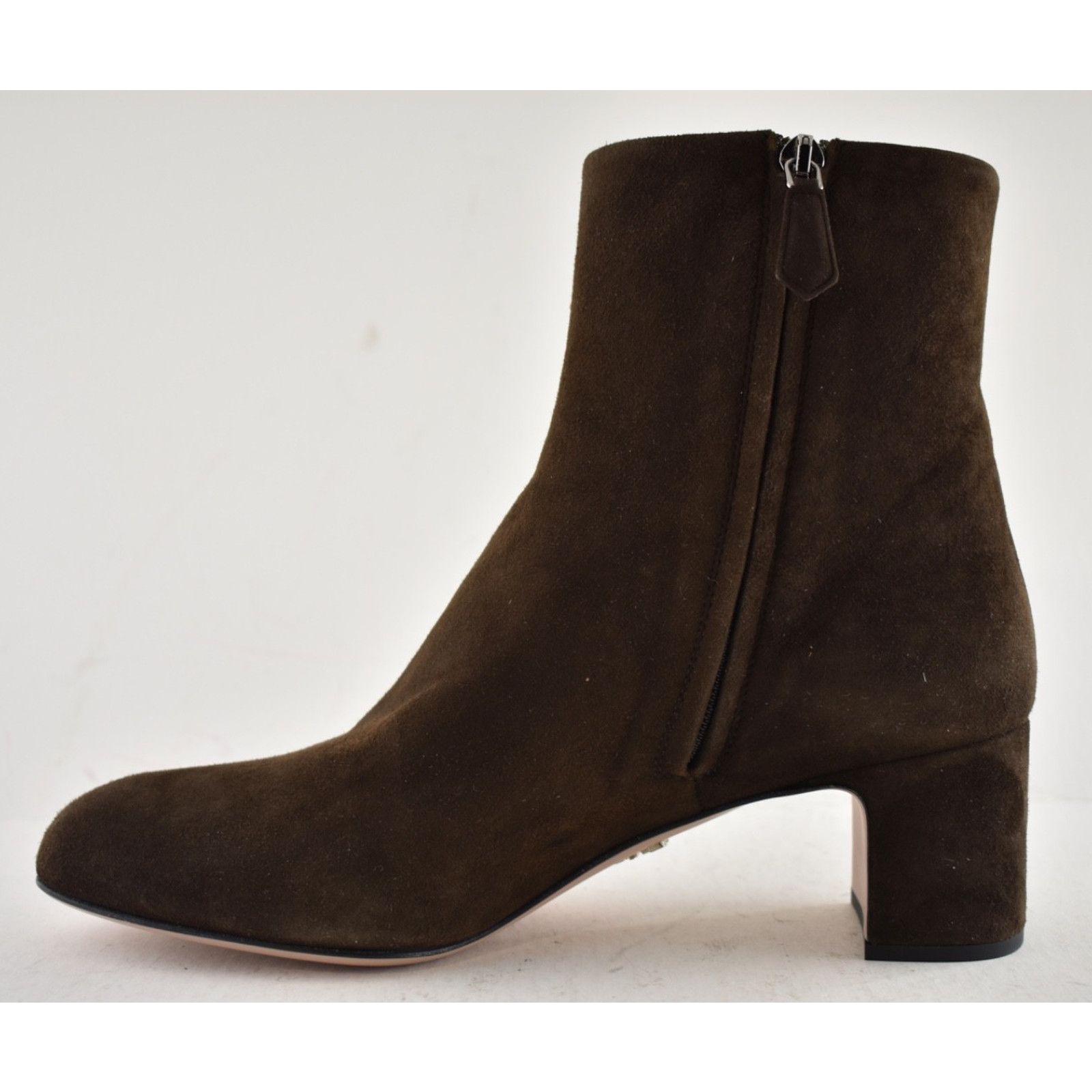 Prada Prada 55MM Moro Chocolate Brown Suede Logo Short Ankle Size US 7.5 / IT 37.5 - 11 Thumbnail