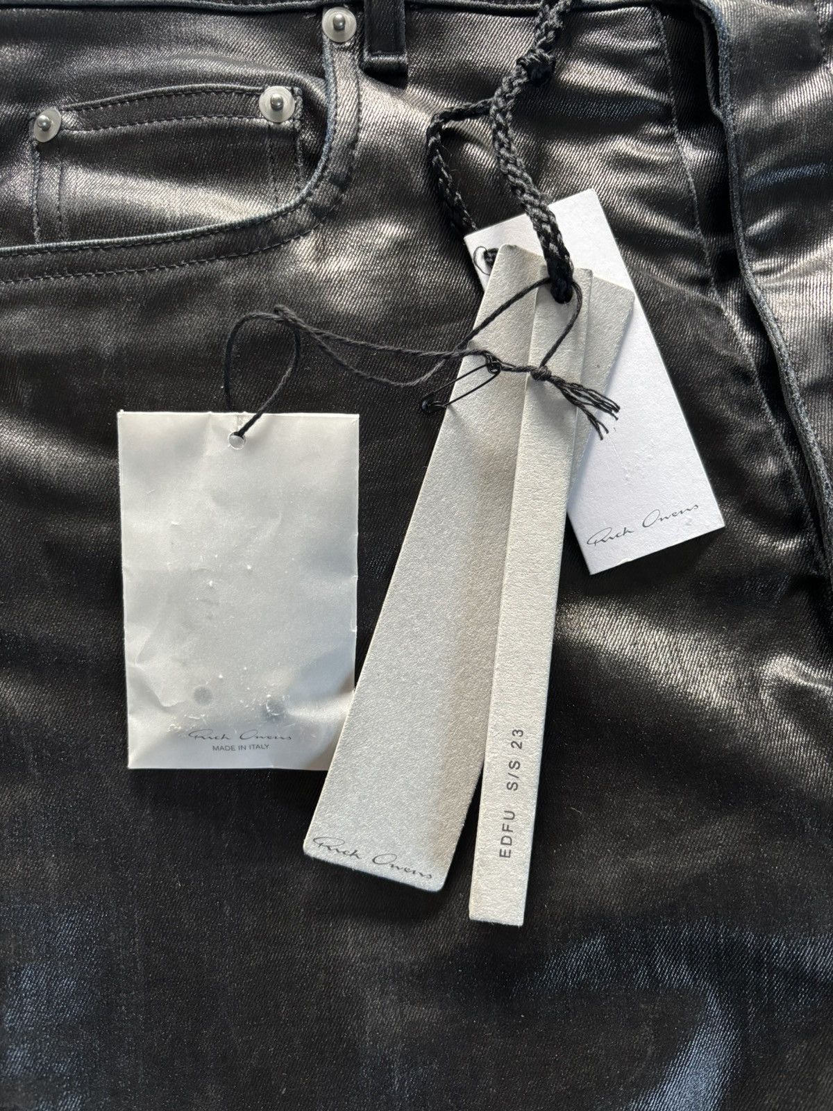 Rick Owens Rick Owens mainline black wax coated bolan pants Size US 29 - 6 Thumbnail