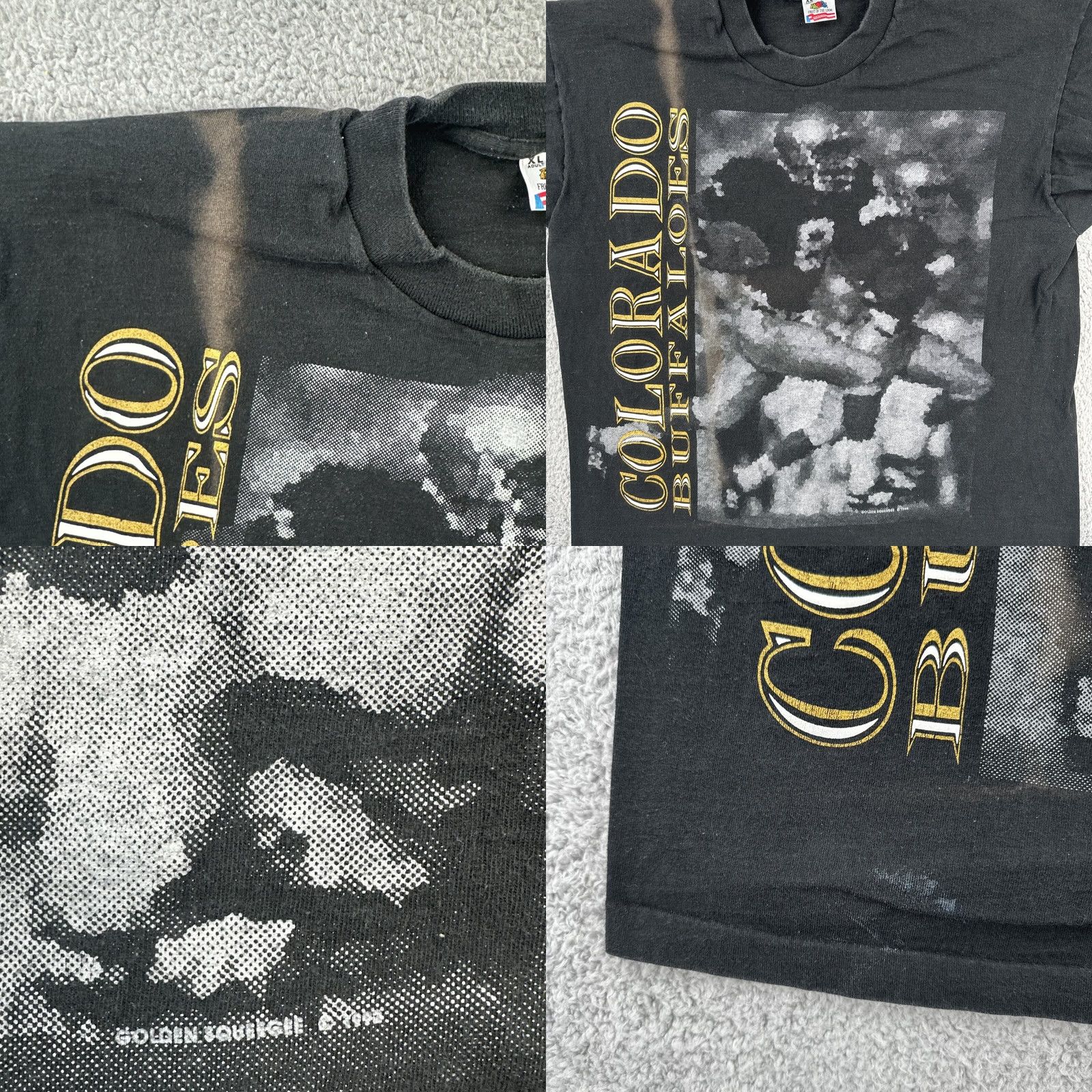 Fruit Of The Loom VINTAGE Fruit of the Loom XL Black SS USA Made T Shirt 1995 CU Buffalos Football Size US XL / EU 56 / 4 - 9 Thumbnail