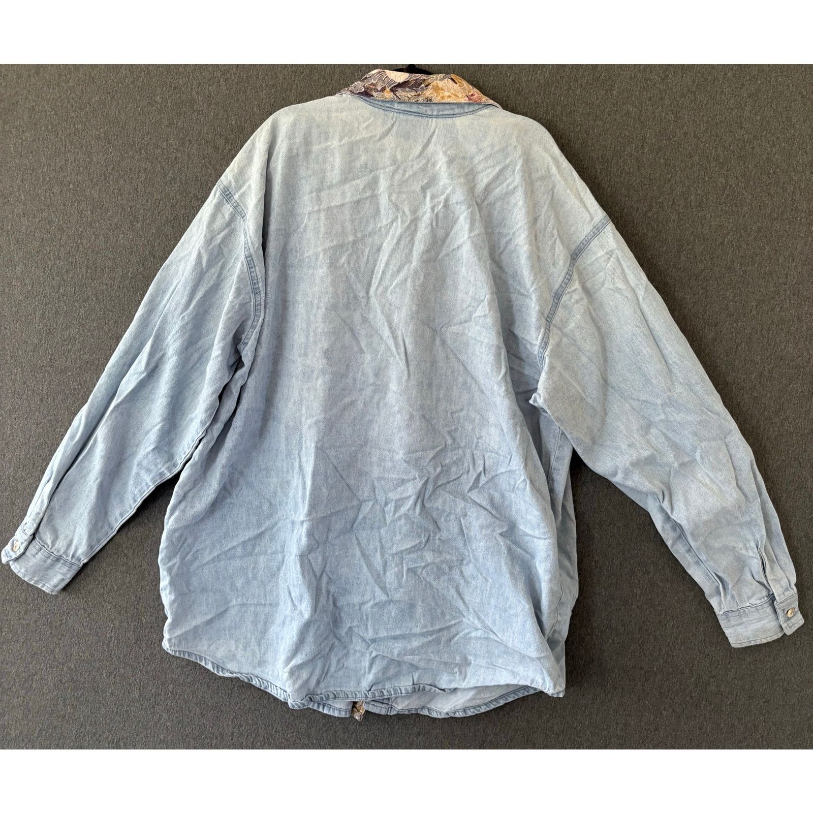 Other Studio Collection | Denim Floral Shacket Jacket | Large Size L / US 10 / IT 46 - 2 Thumbnail