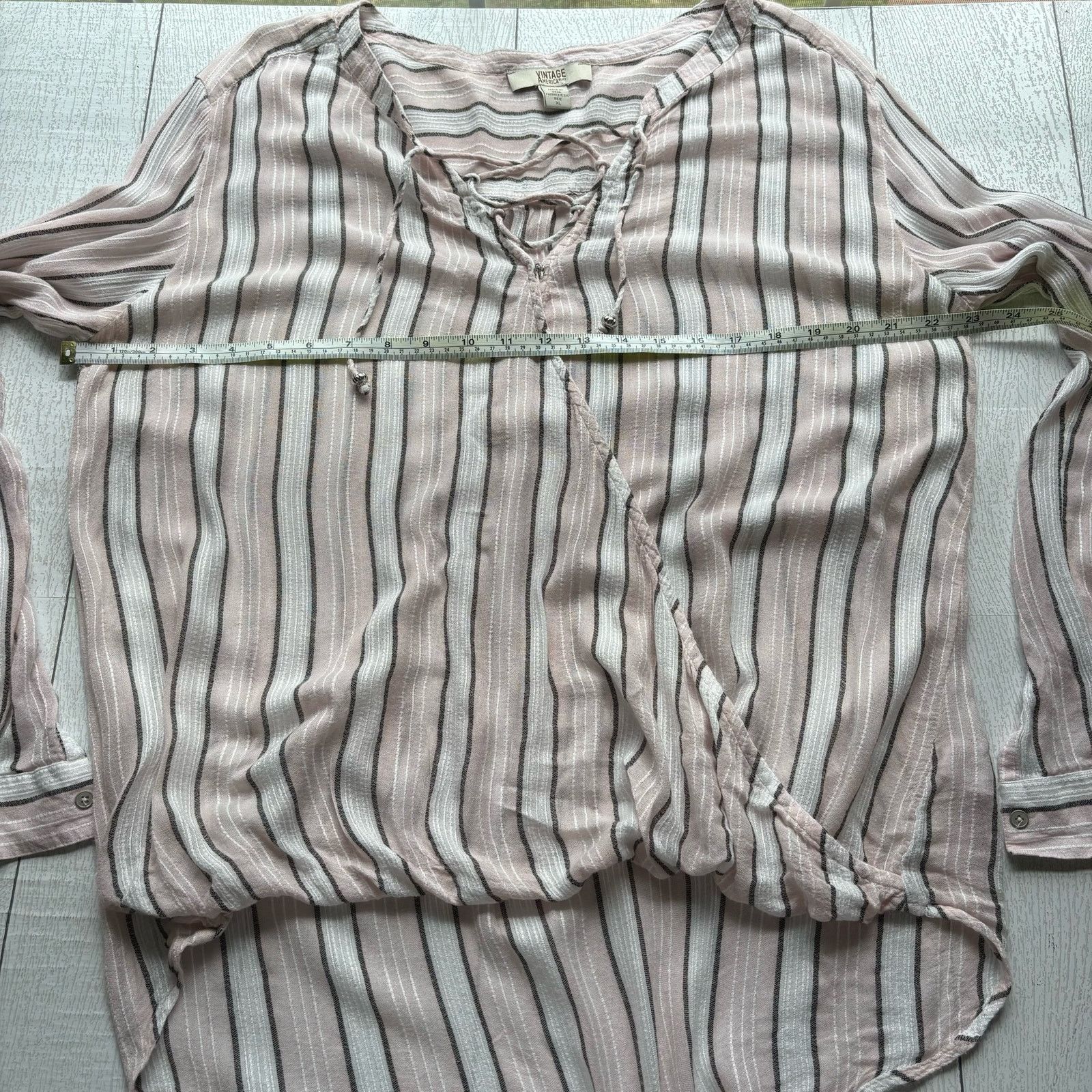 Other Vintage America Blues Pink & White Hi-Low Shirt Boho Size XL Size XL / US 12-14 / IT 48-50 - 2 Thumbnail