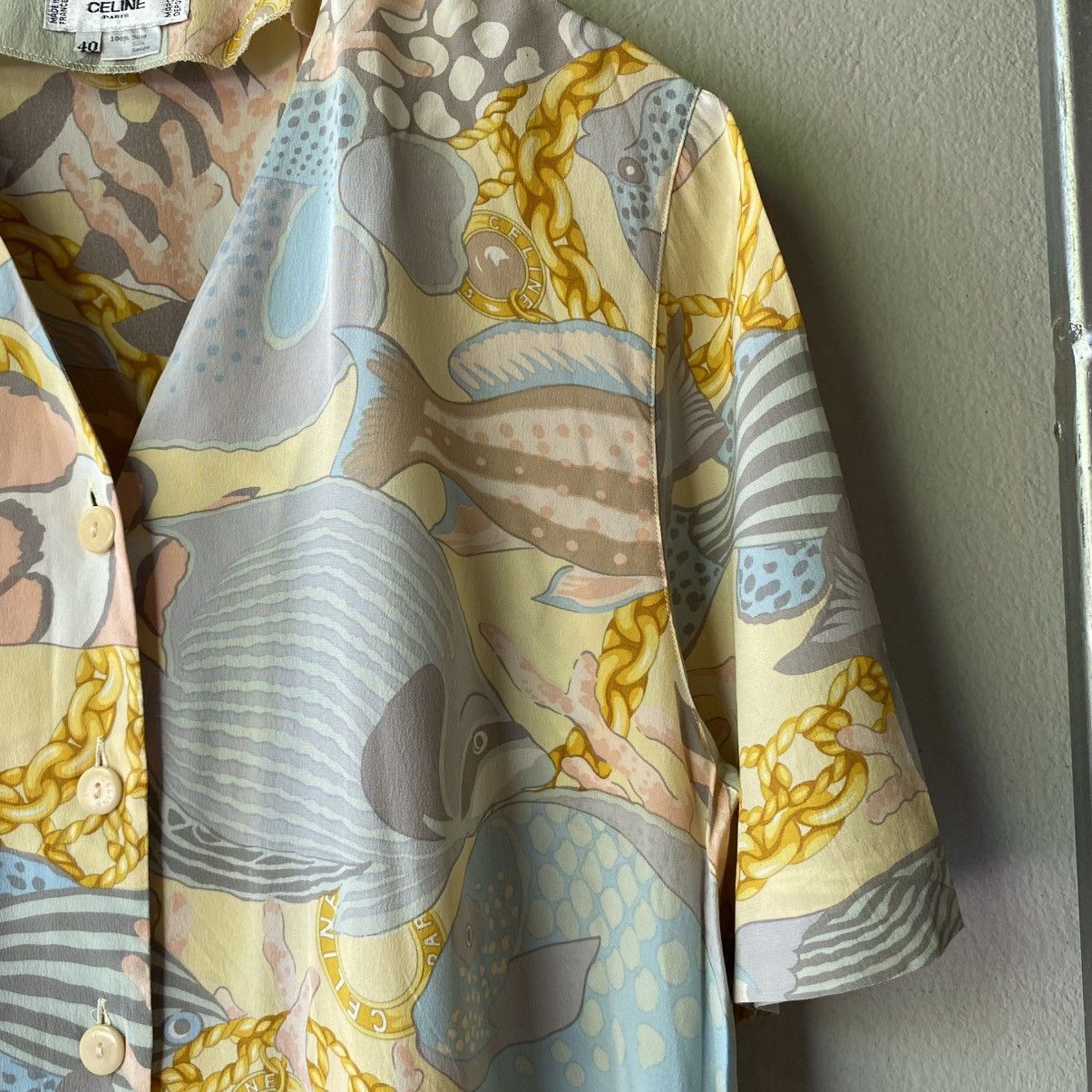 Celine CELINE Pastel Fish Print Short Sleeve Shirt Size S / US 4 / IT 40 - 17 Thumbnail