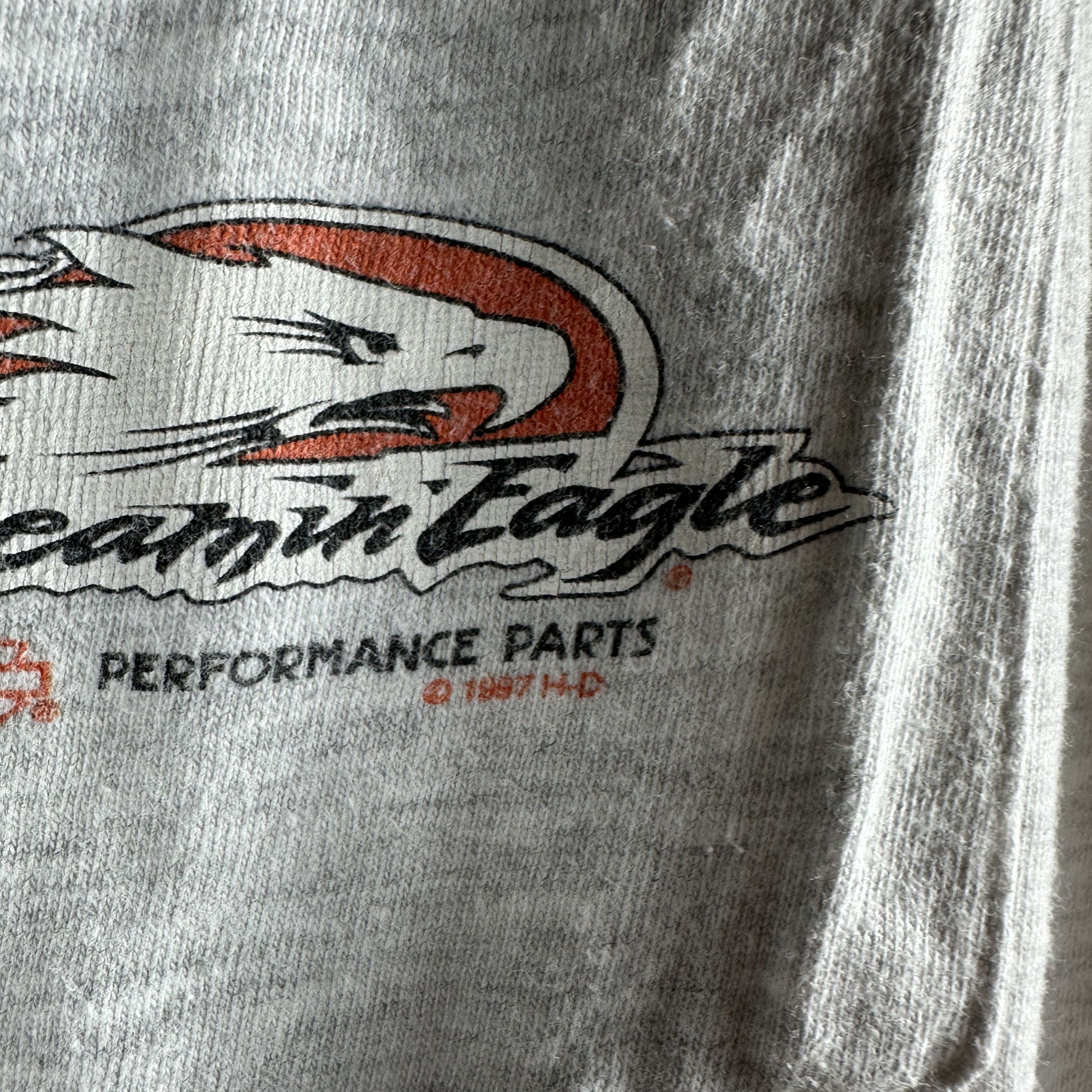 Vintage ​1997 Rossitter's Harley Davidson Motorcycles Eagle Tee Size US XL / EU 56 / 4 - 4 Thumbnail