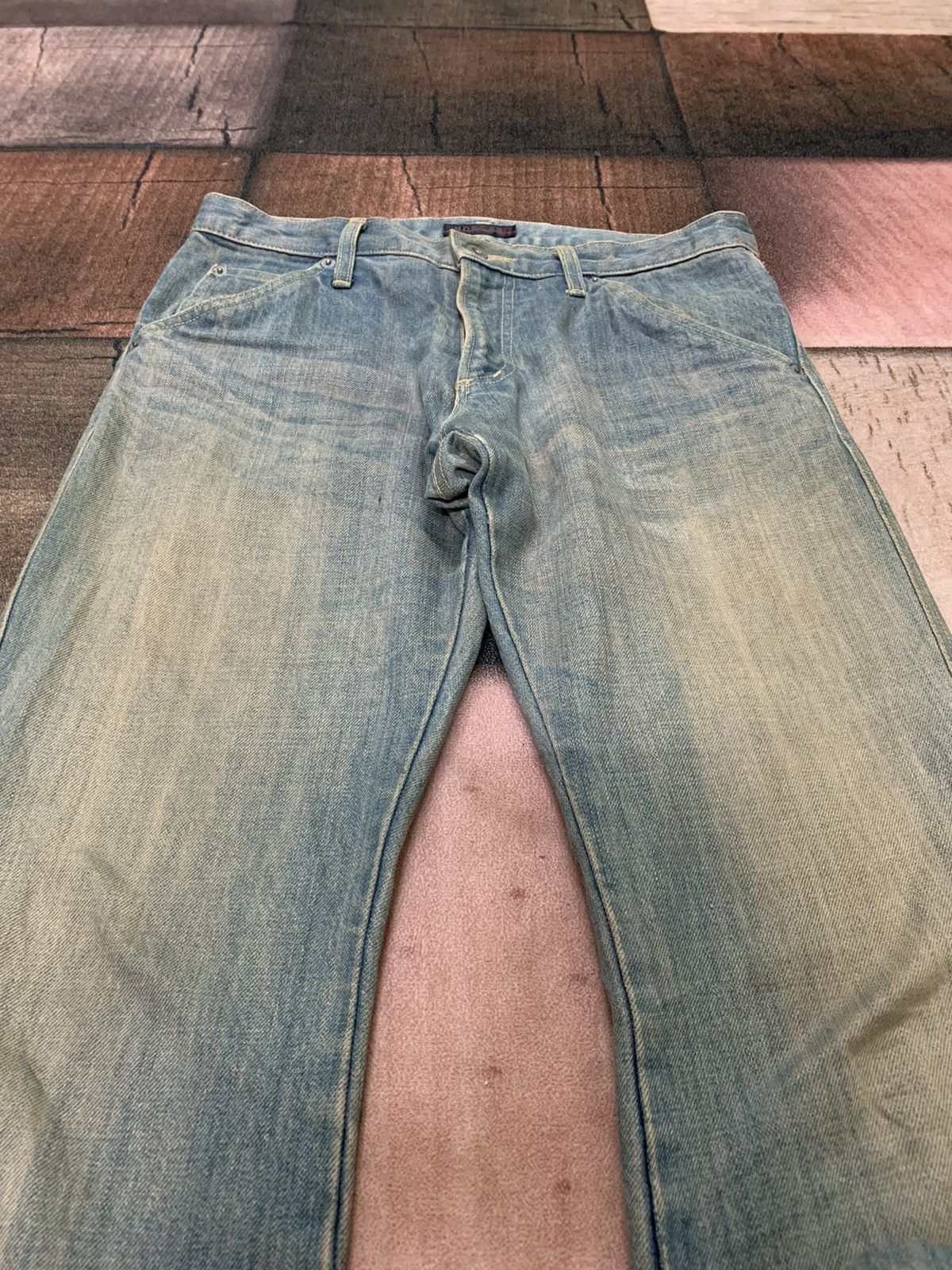If Six Was Nine RUSTY MUD WASH MORGAN HOMME FLARE JEANS Size US 30 / EU 46 - 10 Thumbnail