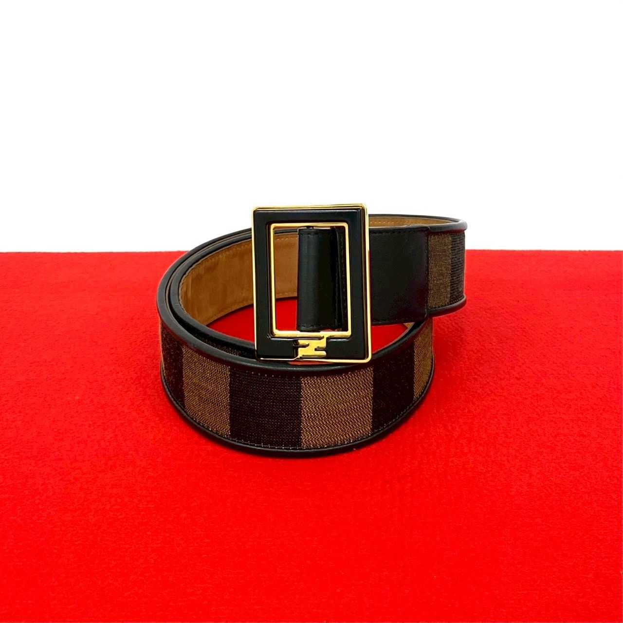 Fendi Fendi Fendi Pequin Canvas Leather Belt Textile Belt DUTY FREE for USA Size ONE SIZE - 1 Thumbnail