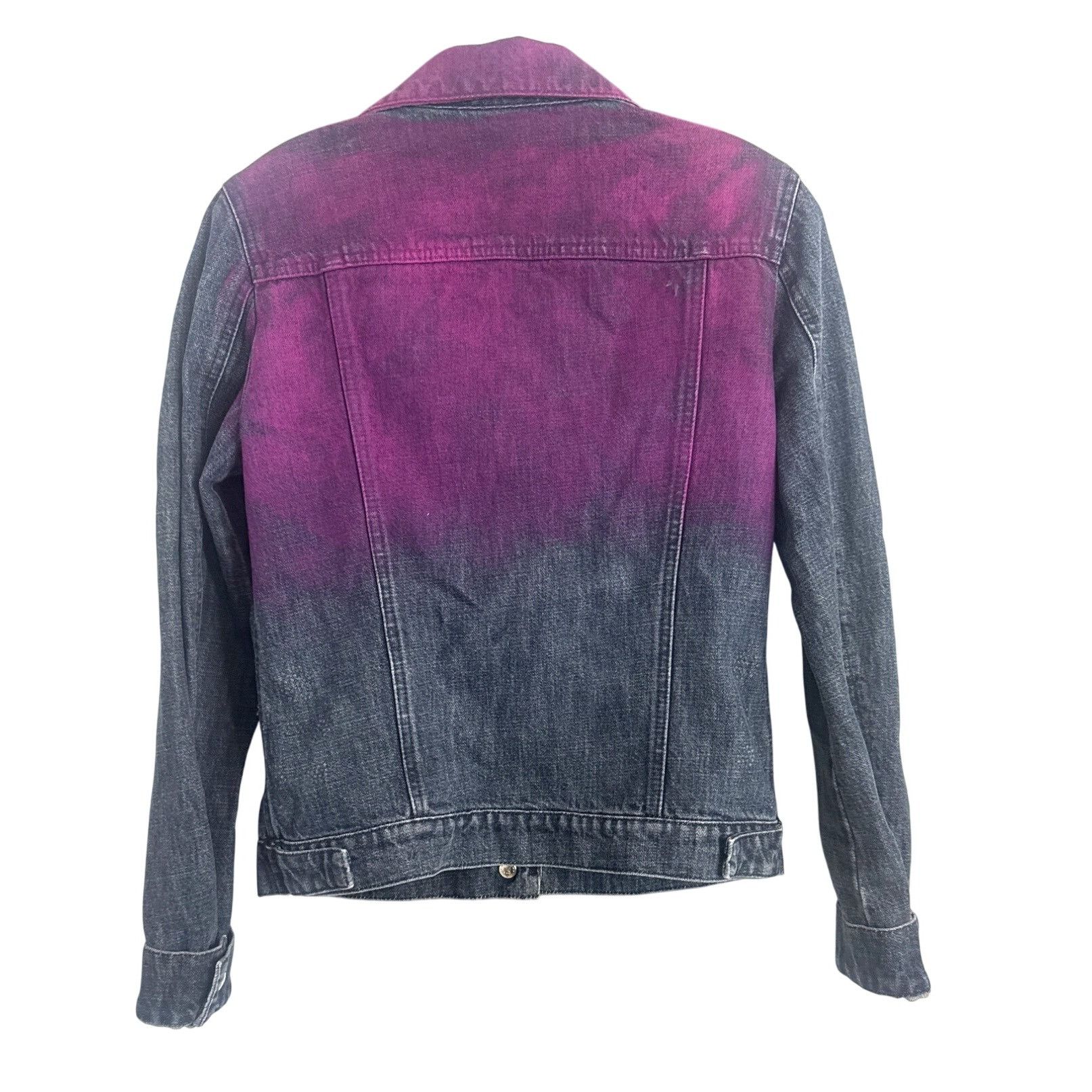 Fendi Fendi Womens Ombre Denim Jacket Pink & Black Gradient snaps Size M / US 6-8 / IT 42-44 - 2 Thumbnail