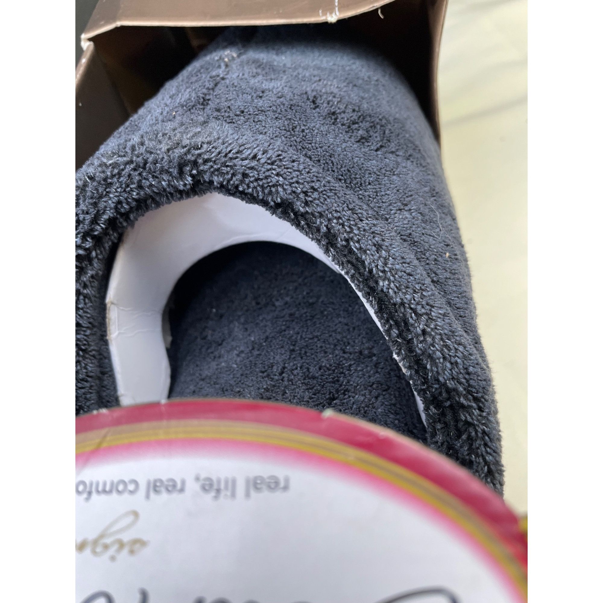 Other Dearfoams Mens Black Slippers Ultimate Comfort Firm Cushion Size US 13 / EU 46 - 6 Thumbnail