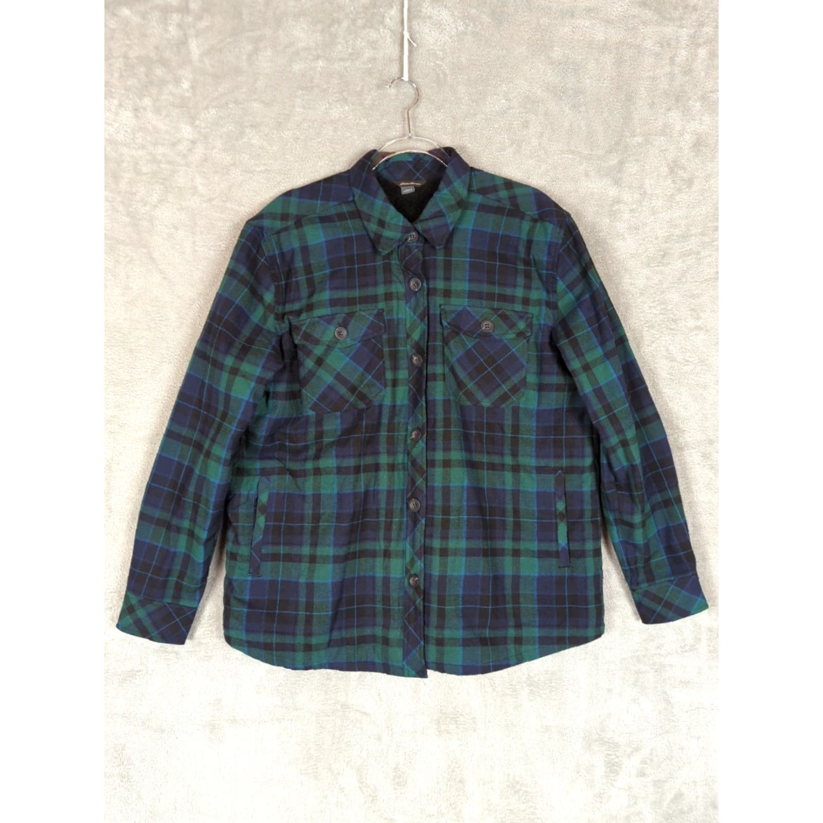 Eddie Bauer Eddie Bauer Flannel Shirt Jacket Womens L Blue Fleece Lined Long Sleeve shacket Size L / US 10 / IT 46 - 2 Thumbnail