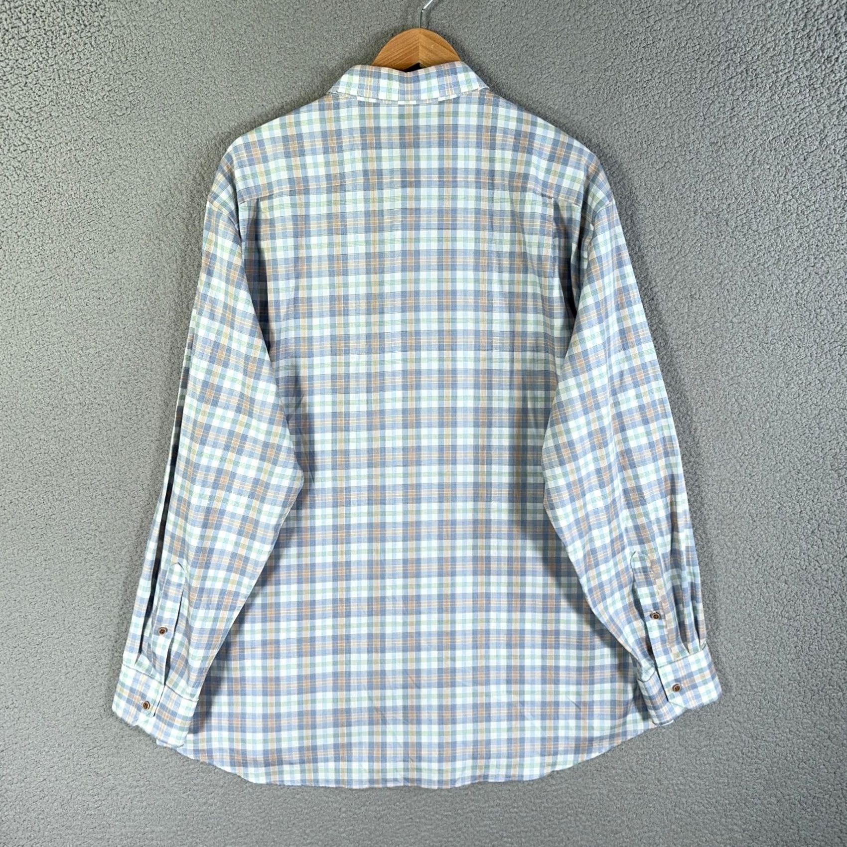 David Donahue David Donahue Sports Shirt Mens XXL Blue Tan Plaid Cotton Casual Button Up Size US XXL / EU 58 / 5 - 3 Thumbnail