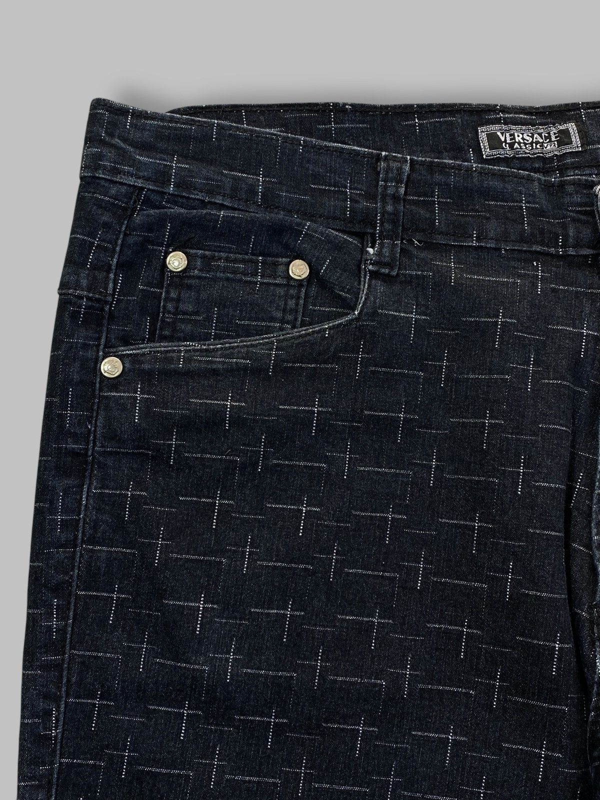 Versace 🔥 VINTAGE 90s VERSACE JEANS COUTURE MONOGRAM DENIM PANTS Y2k Size US 32 / EU 48 - 12 Thumbnail