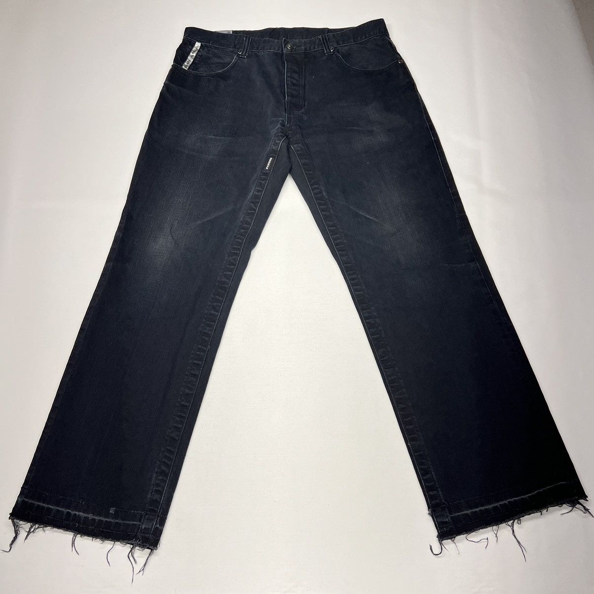 Vintage Parish Jeans Black Denim Straight Distressed Y2K Baggy Size US 40 / EU 56 - 1 Thumbnail