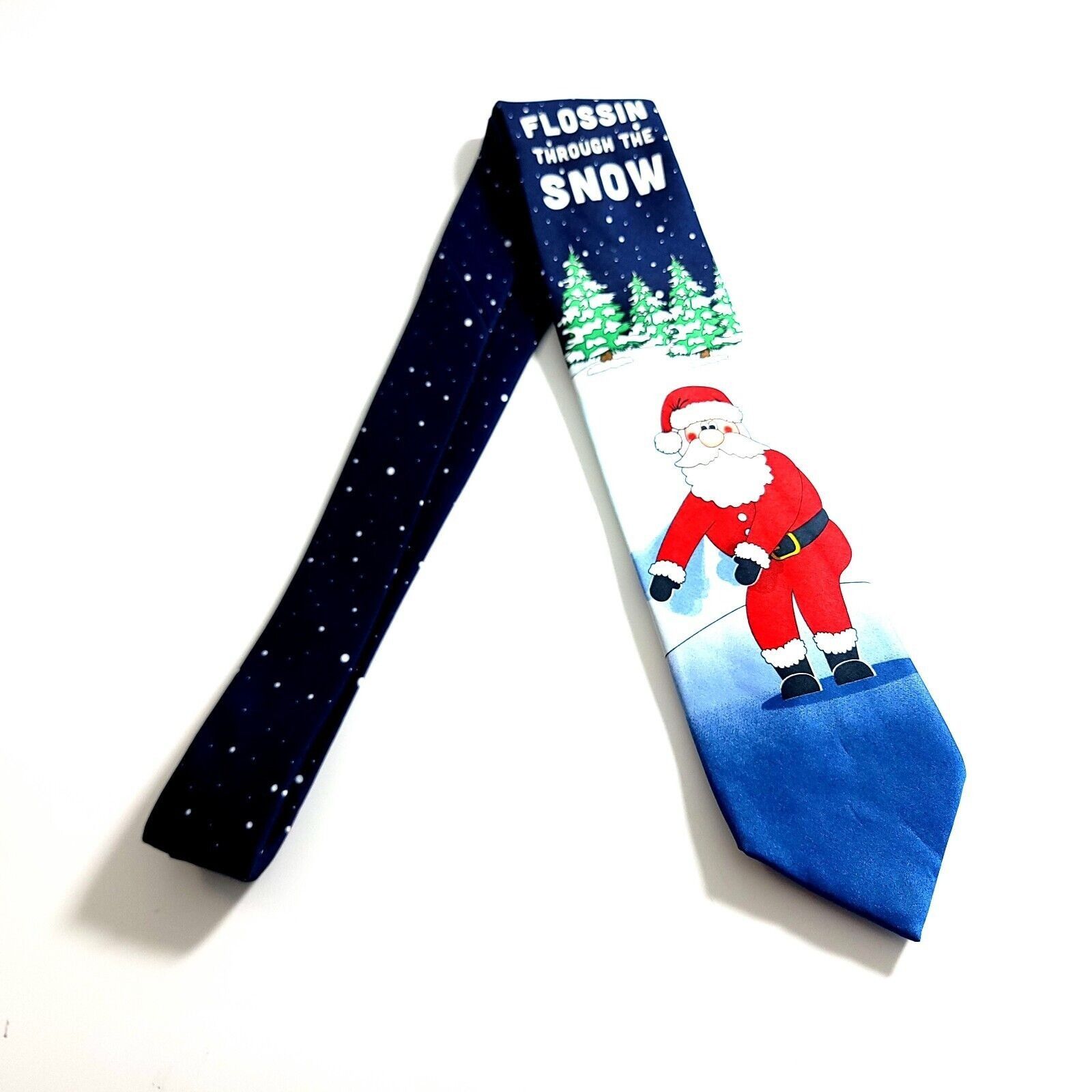Vintage Hallmark Holliday Traditions Blue Print "Flossin Through The Size ONE SIZE - 10 Thumbnail