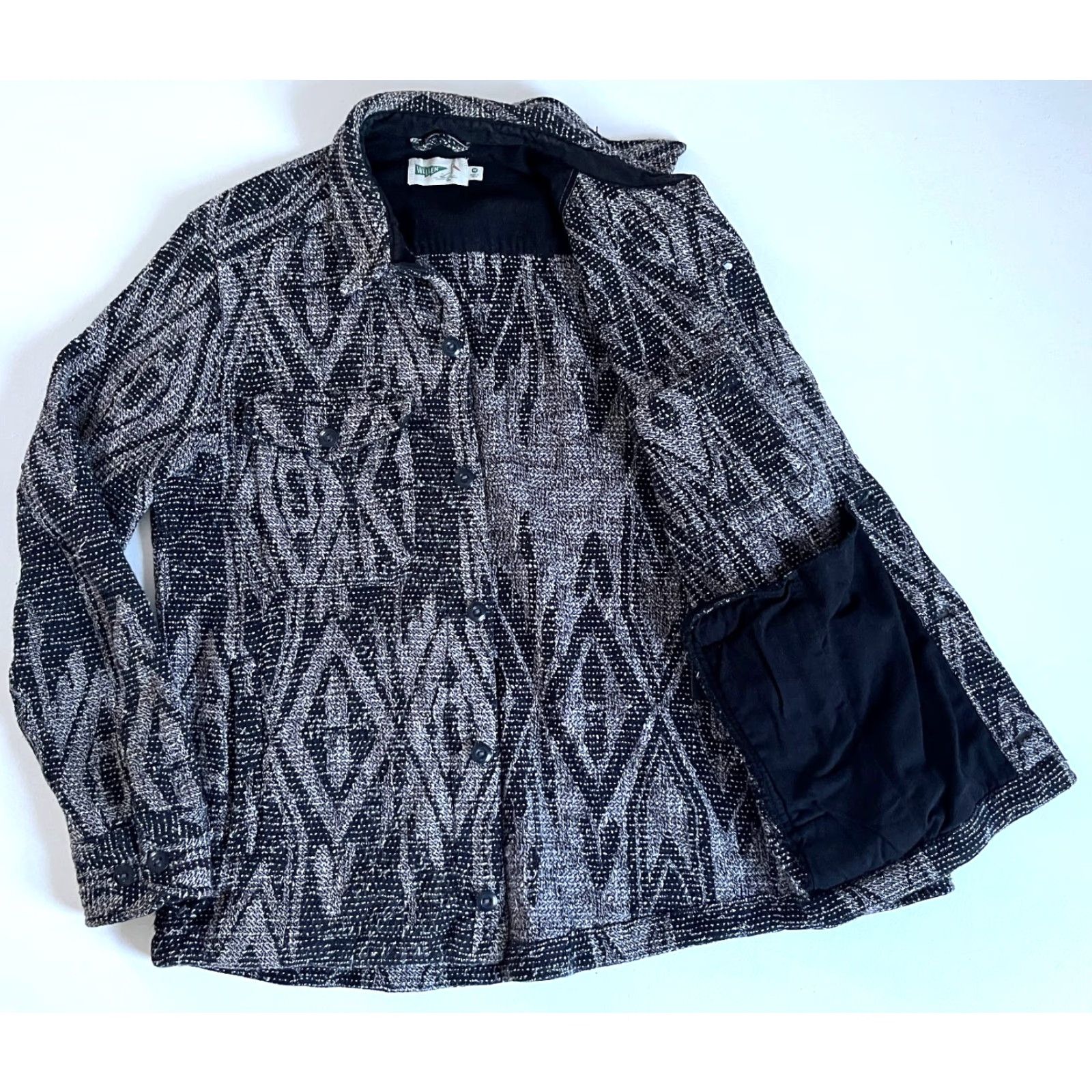 Vintage Wellen Men's Jacquard Overshirt Jacket 100% Organic Cotton Sz M Black Diamond - Shirt - Mens - Jacket - Vintage/Classic/Outdoor Style Size US M / EU 48-50 / 2 - 5 Thumbnail