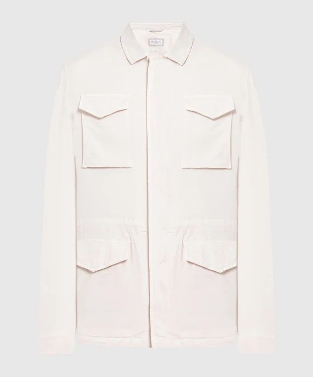 Brunello Cucinelli o1y0526 Safari Jacket in Ivory Size US M / EU 48-50 / 2 - 1 Thumbnail