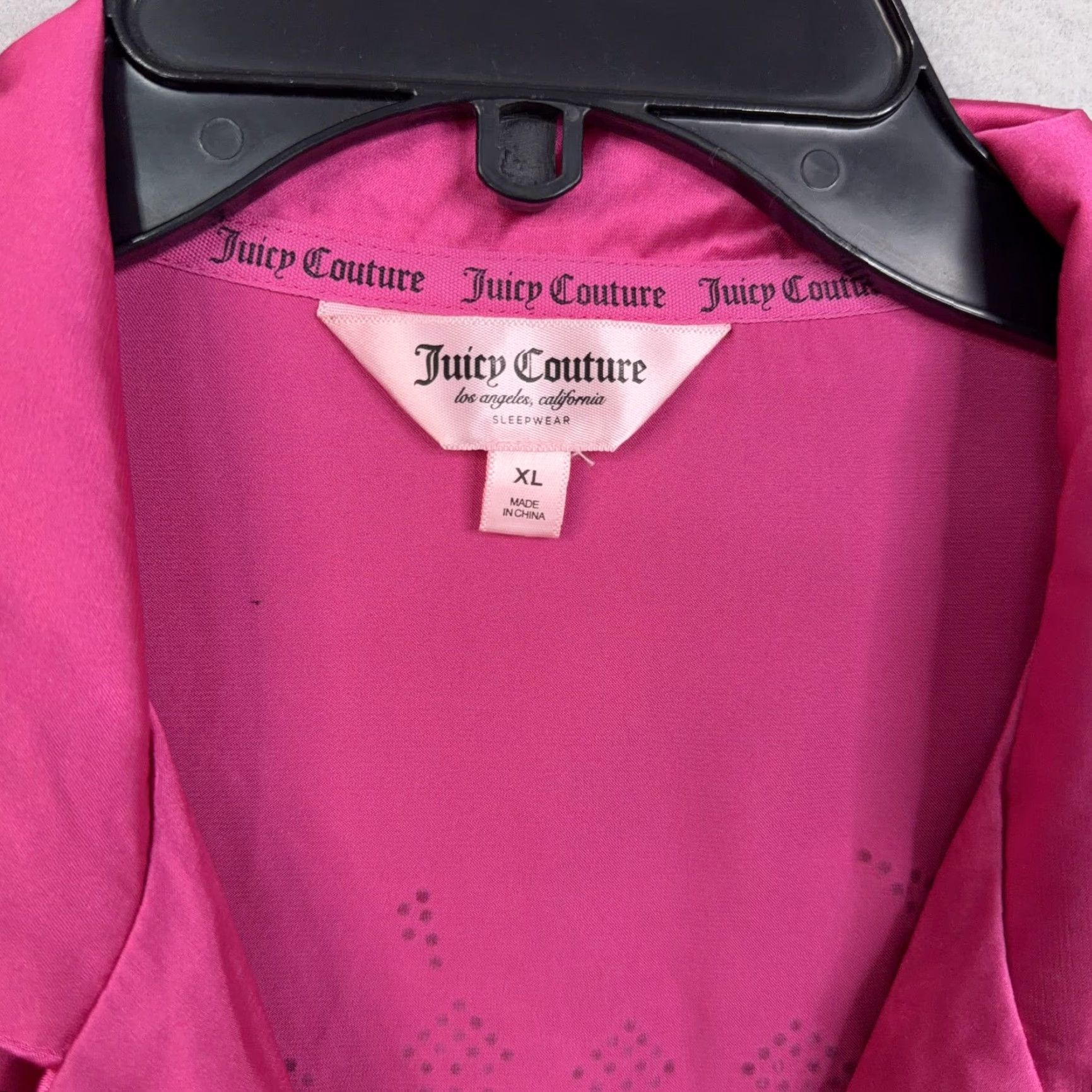 Juicy Couture Juicy Couture Sleepshirt Womens XL Pink Satin Button Front Rhinestone Logo Size XL / US 12-14 / IT 48-50 - 5 Thumbnail