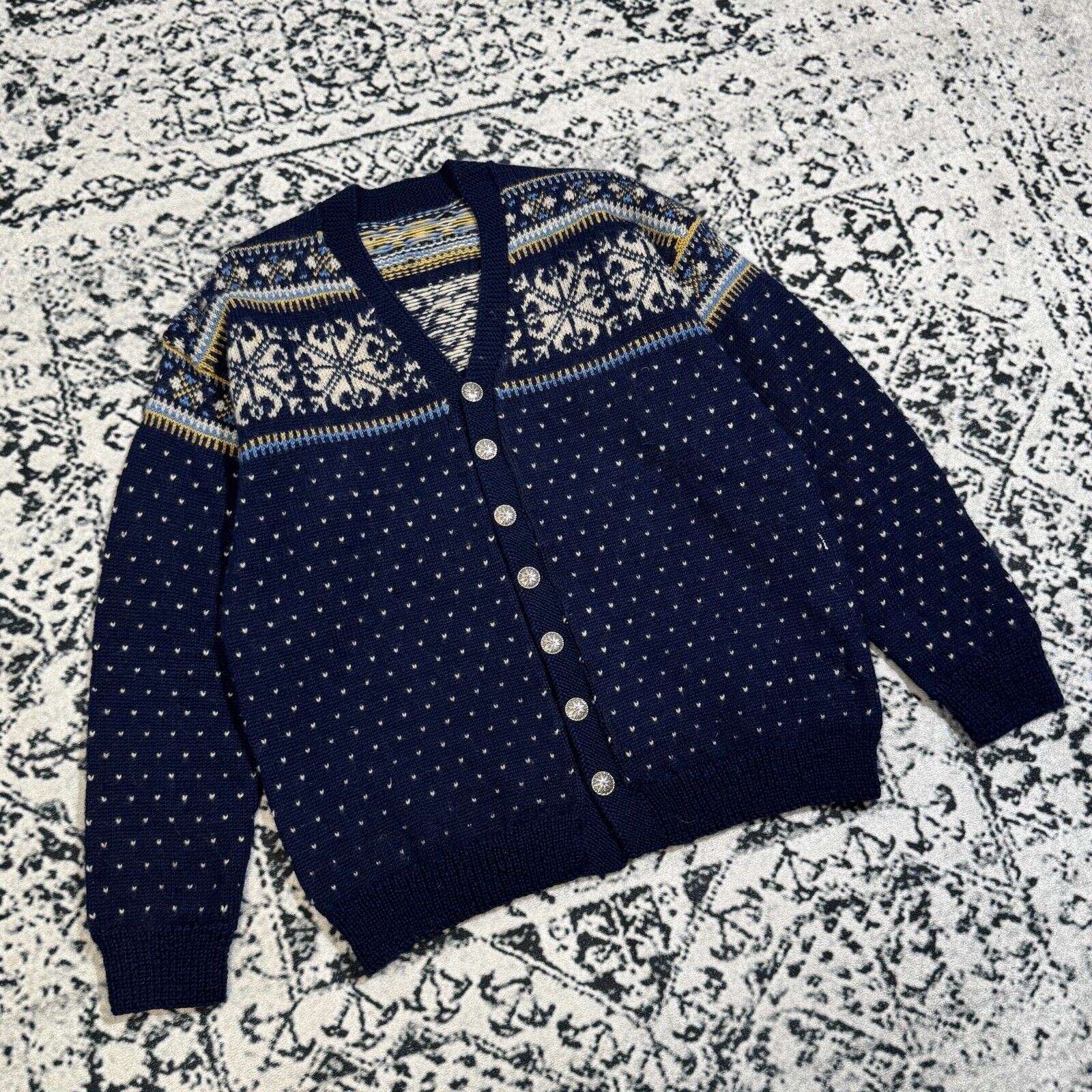 Vintage Vintage Unisex Blue Navy Wool Sweater Cardigan Size S Size US S / EU 44-46 / 1 - 3 Thumbnail