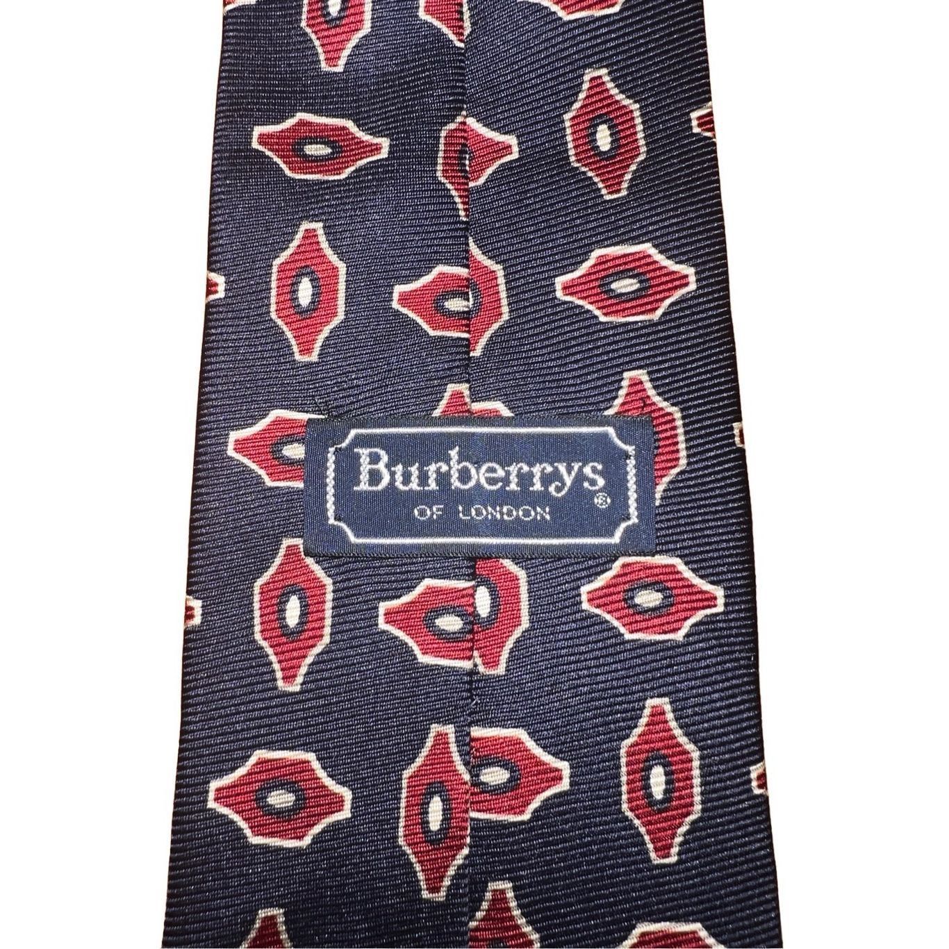Burberry Burberry London Vintage Navy & Red Geometric Handmade 100% S Size ONE SIZE - 3 Thumbnail