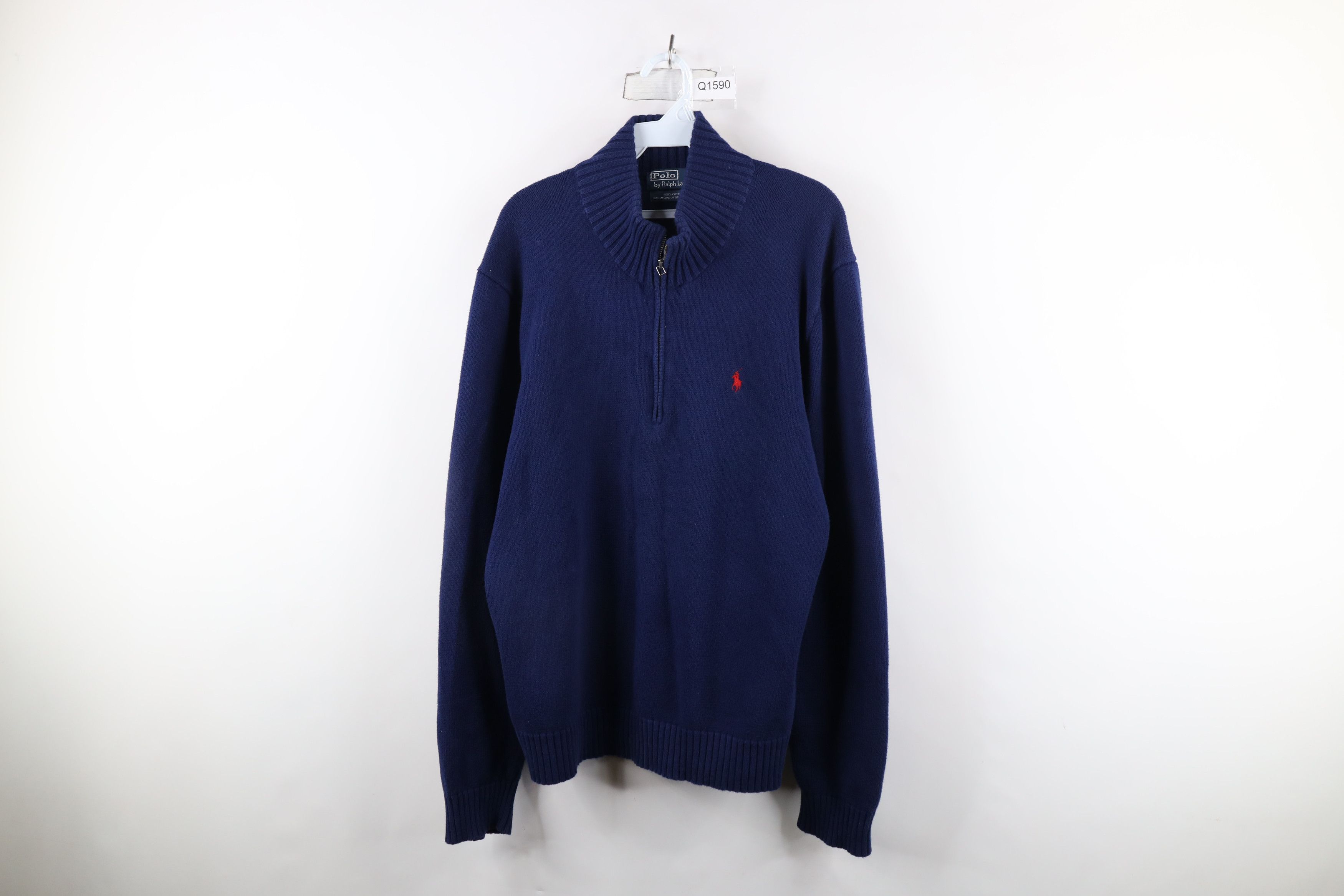 Ralph Lauren × Vintage Vintage 90s Ralph Lauren Knit Half Zip Pullover Sweater Size US L / EU 52-54 / 3 - 1 Thumbnail