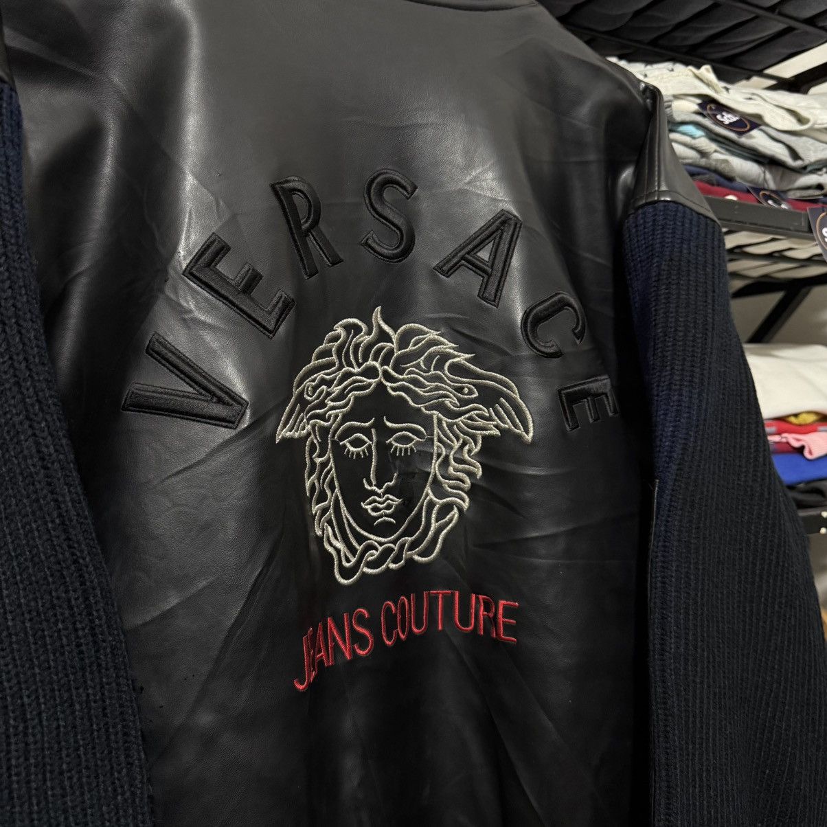 Versace Vintage versace jeans couture leather knit varsity jacket Size US L / EU 52-54 / 3 - 3 Thumbnail