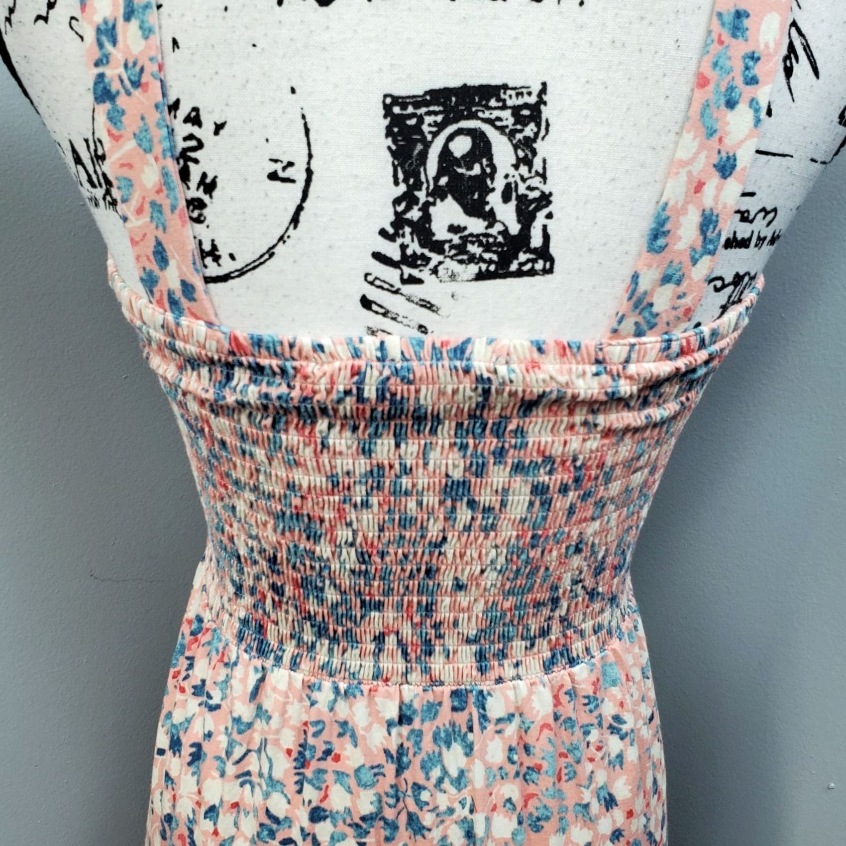 Loft LOFT Women's XS Multicolor Floral Tiered Dress Smocked Chest Straps Wave Backless Sleeveless Shirt Dress Size XS / US 0-2 / IT 36-38 - 5 Thumbnail