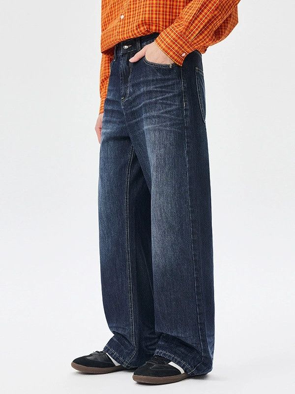 Vintage Retro Whiskered Loose-Fit Clean-Style Straight-Leg Jeans Size US 32 / EU 48 - 3 Thumbnail