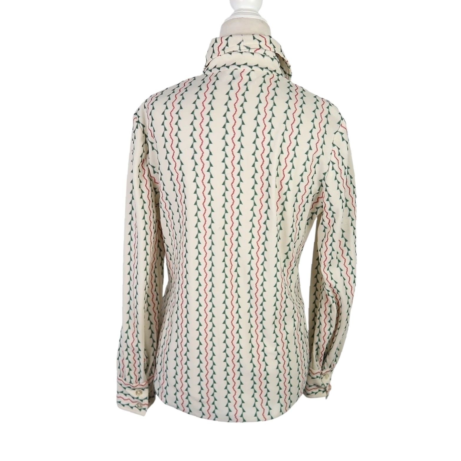 Vintage VINTAGE Dalton Shirt Women Button-Down 70s Bohemian Geometric Stripe M Cream Green Red Long Sleeve Size M / US 6-8 / IT 42-44 - 4 Thumbnail
