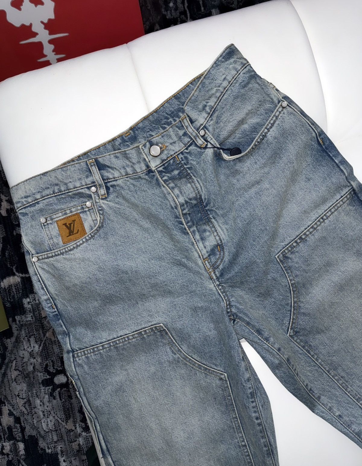 Louis Vuitton Carpenter pocket logo jeans Size US 33 - 3 Thumbnail