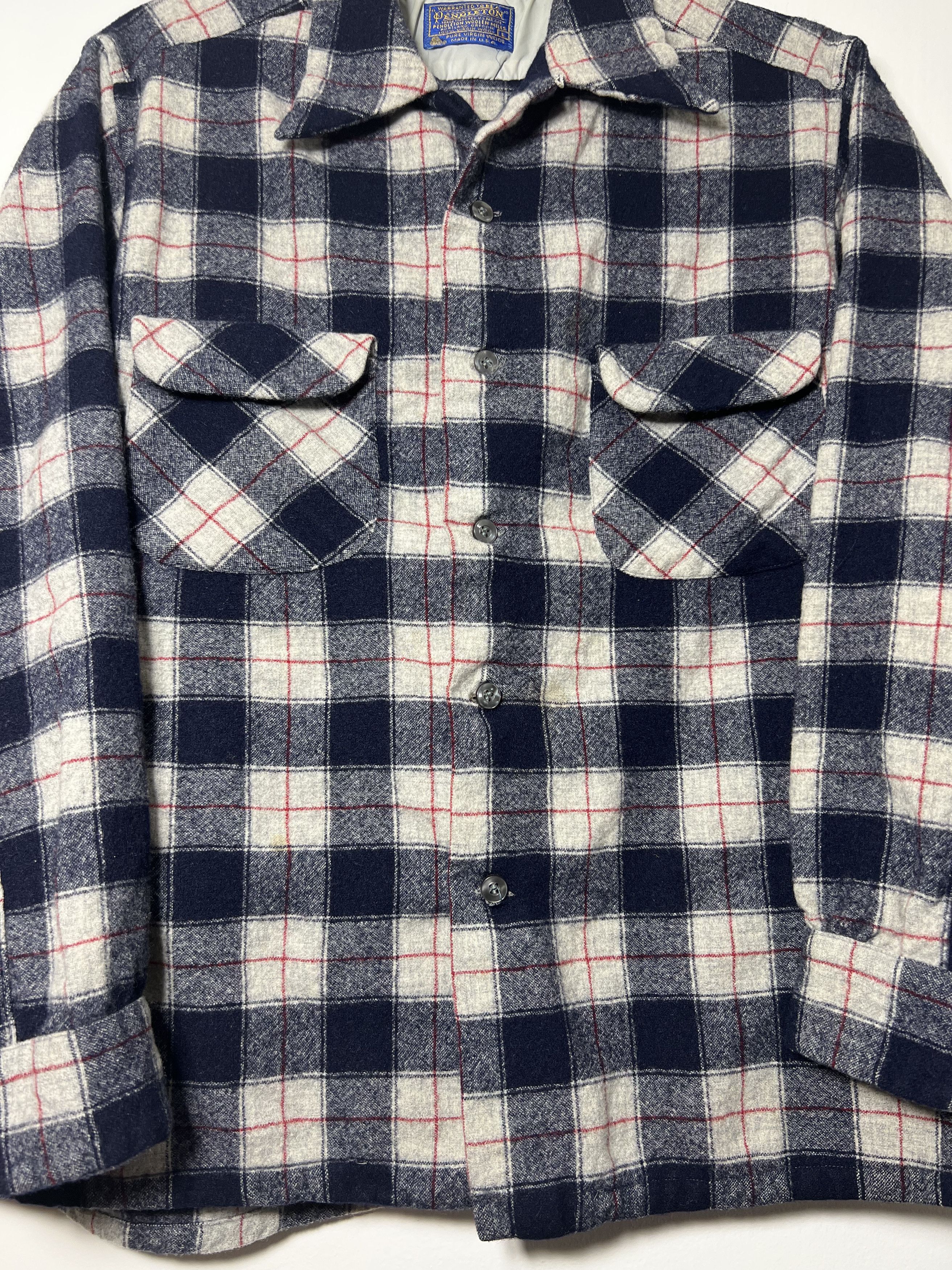 Pendleton × Vintage Vintage 1960's Pendleton Red White and Blue Wool Shirt Size US L / EU 52-54 / 3 - 4 Thumbnail