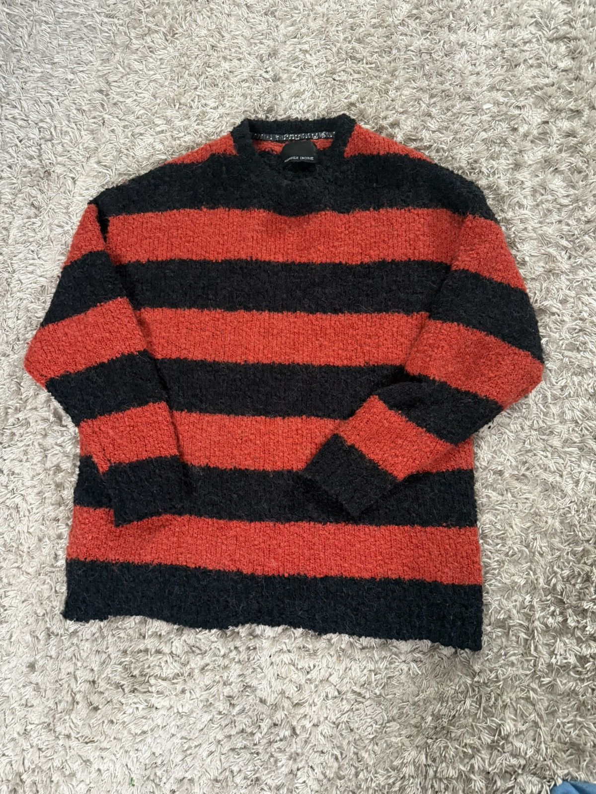 Number (N)ine Number (N)ine ALPACA BORDER KNIT BIG PULLOVER Size US M / EU 48-50 / 2 - 1 Thumbnail