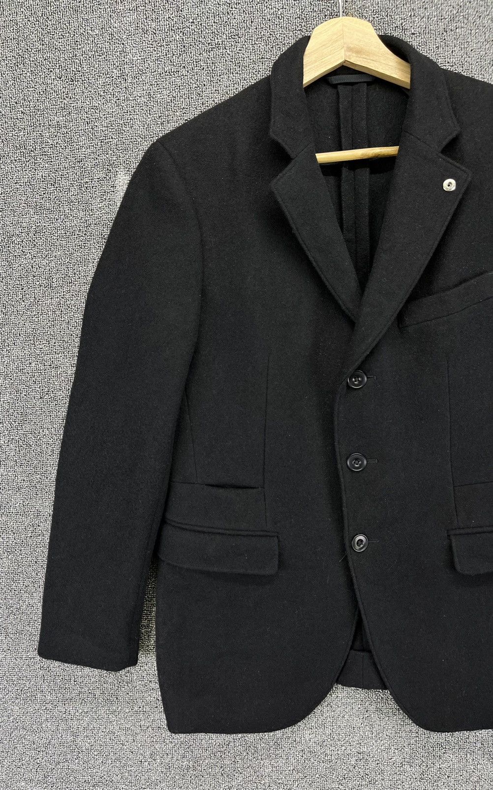 Lemaire × Uniqlo Lemaire Uniqlo Luxury Button Up Wool Black Jacket Size S / US 4 / IT 40 - 3 Thumbnail
