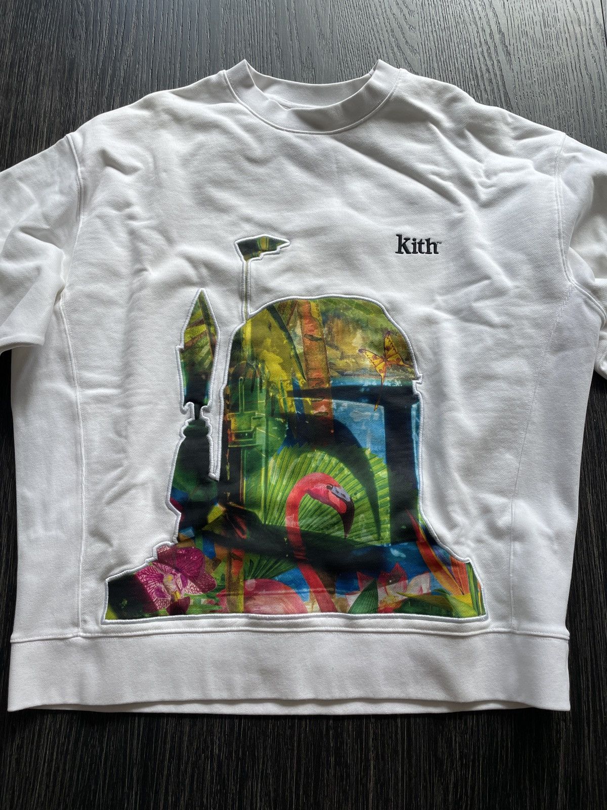 image of Kith X Star Wars Boba Fett Crewneck in White, Men's (Size XL)