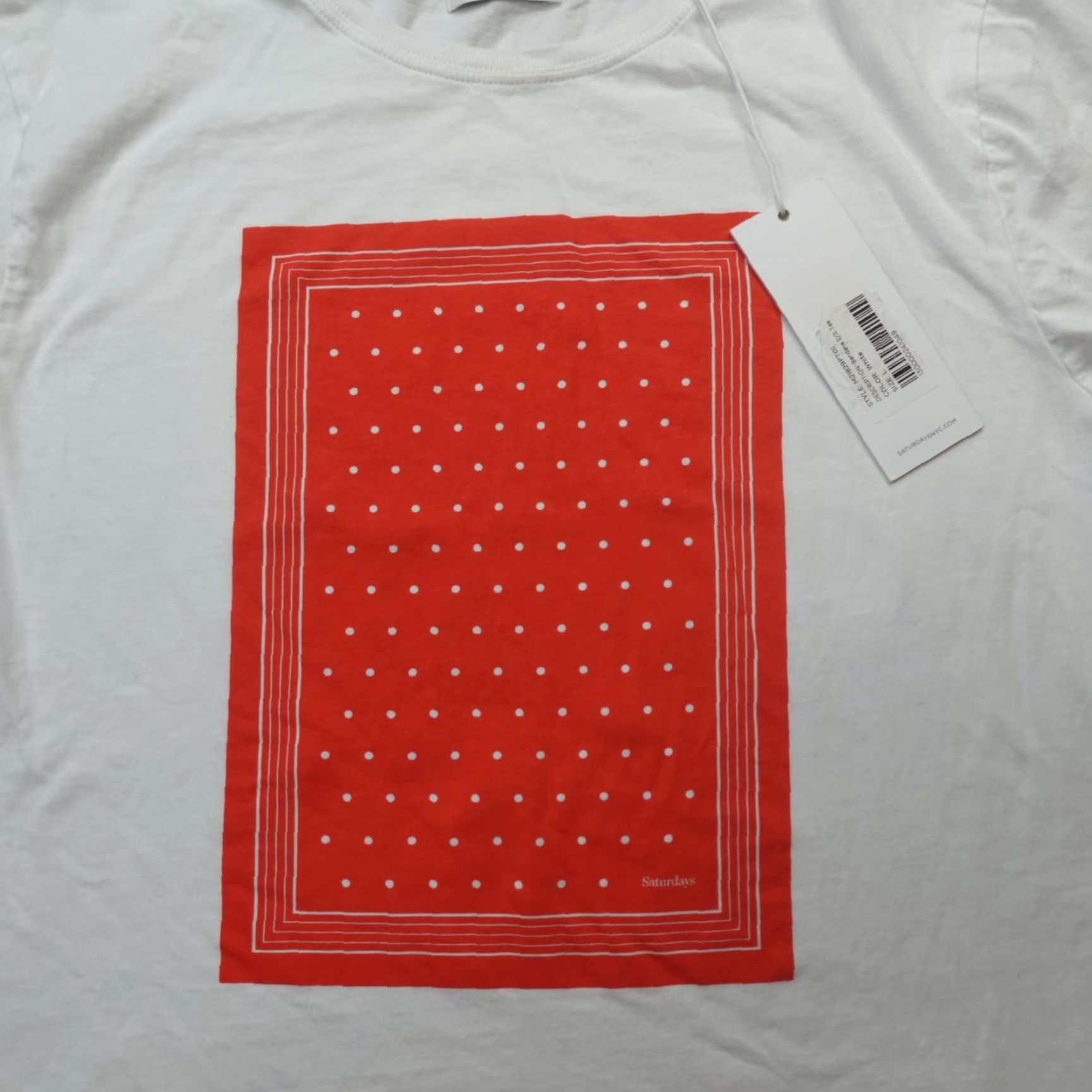 Saturdays NYC Saturdays NYC Mens Shirt L White Crew Neck Short Sleeve Bandana Solid T-Shirt 90s? Size US L / EU 52-54 / 3 - 2 Thumbnail