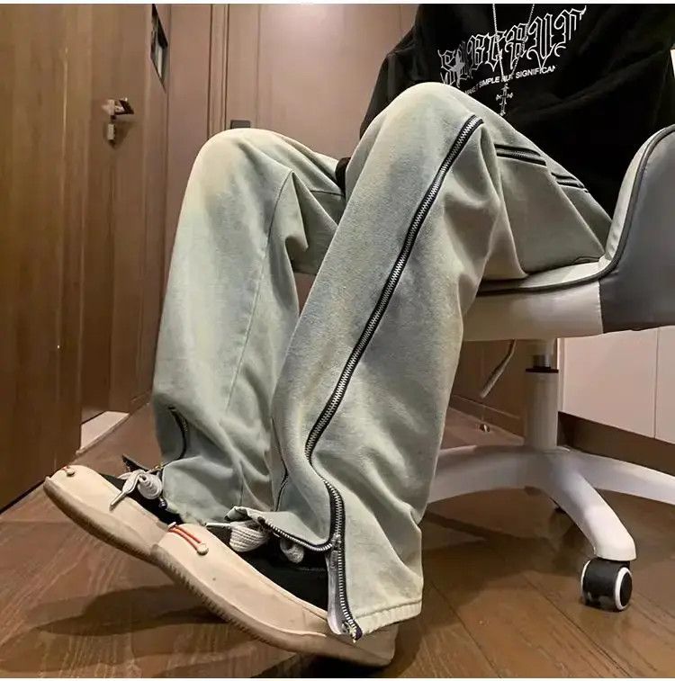 Japanese Brand Retro Straight Zipper Split Jeans Size US 30 / EU 46 - 1 Thumbnail