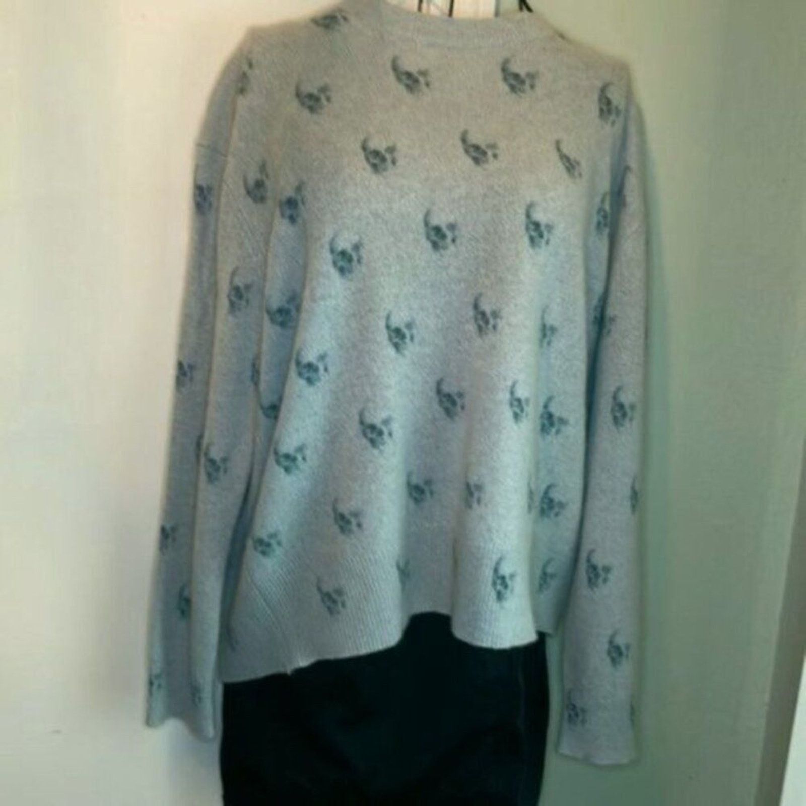 360Cashmere Skull Cashmere Indie Skull Print Sweater Teal S Size S / US 4 / IT 40 - 1 Thumbnail
