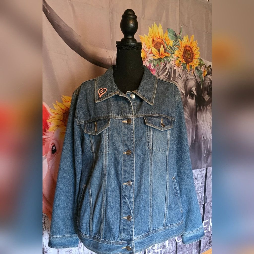 Sonoma Sonoma Denim Jacket with Heart Pin Size XXL / US 16-18 / IT 52-54 - 5 Thumbnail