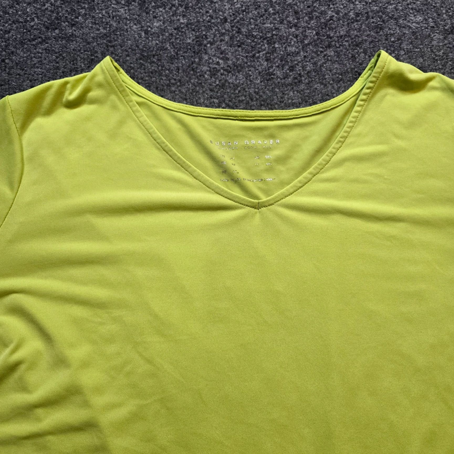 Vintage Susan Graver Blouse Women 2X Green Knit A Line Short Sleeve Casual Basic Career Womens Size XXL / US 16-18 / IT 52-54 - 2 Thumbnail