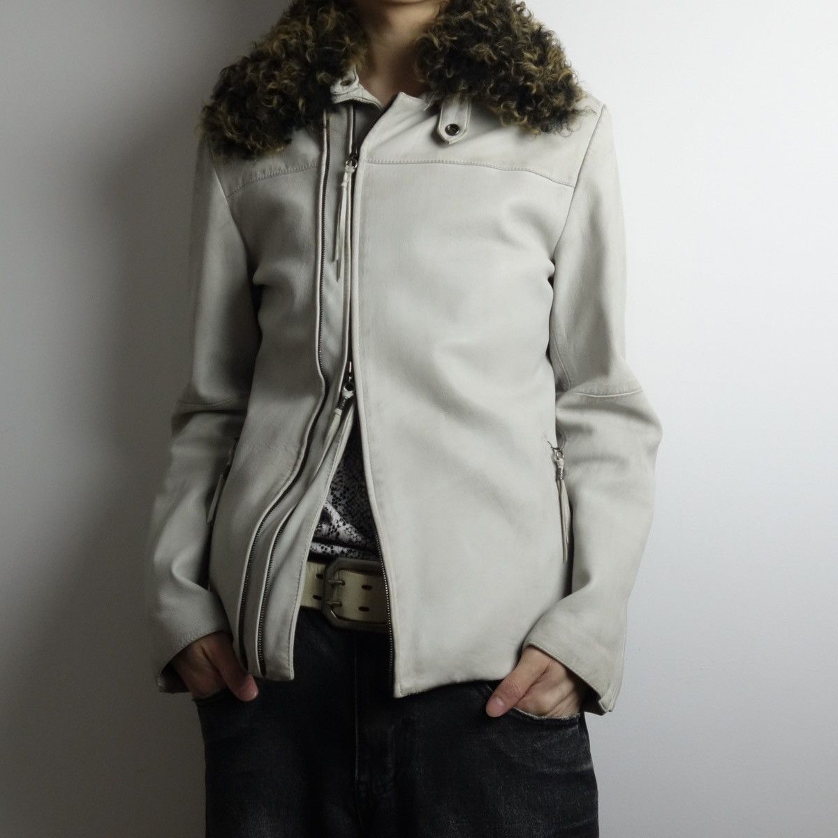 5351 POUR LES HOMMES 5351 Schorl Real Fur Lamb Leather Riders Jacket Python vkei Size US S / EU 44-46 / 1 - 1 Thumbnail