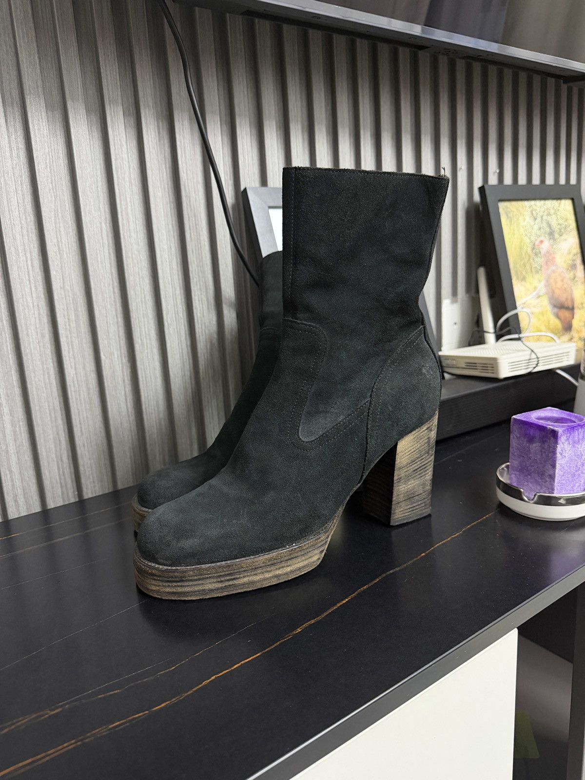 Rick Owens 🦂😮‍💨Ss05 SCORPIO suede heel Boots Size US 9 / EU 42 - 2 Thumbnail