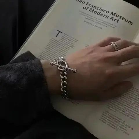 Archival Clothing x Jewelry Buckle Chain Bracelets Streetwear Vintage Style Japanese in Silver