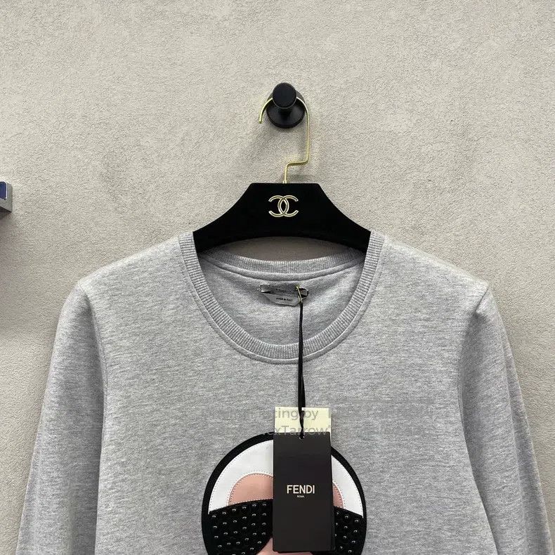 Fendi Fendi Gray Cartoon Printed Hoodie, 100% Pure Cotton Fabric Size XS / US 0-2 / IT 36-38 - 4 Thumbnail